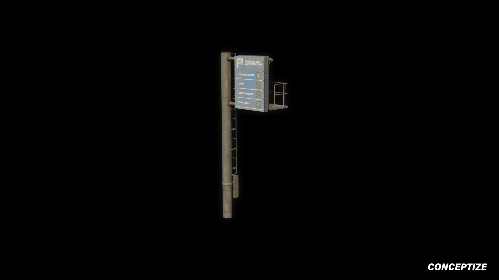 Cyberpunk Street sign 3D model meticulously handcrafted PBR textured optimized for Blender Unreal Engine urban city traffic environments