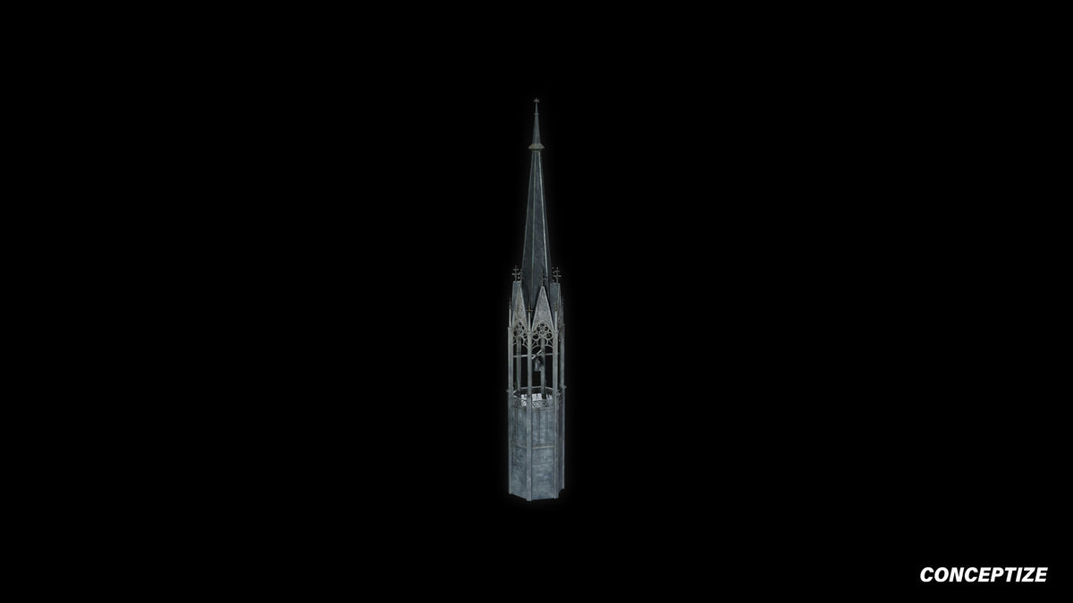 neo gothic spire meticulously handcrafted gothic tower ornament 3D prop PBR asset Blender Maya 3ds Max Houdini Unreal Engine