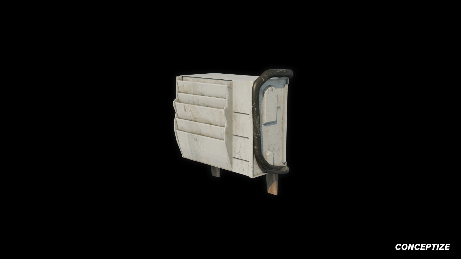 South Korean air conditioner HVAC aircon 3D model meticulously handcrafted PBR textured optimized Blender Unreal Engine urban rooftop environments