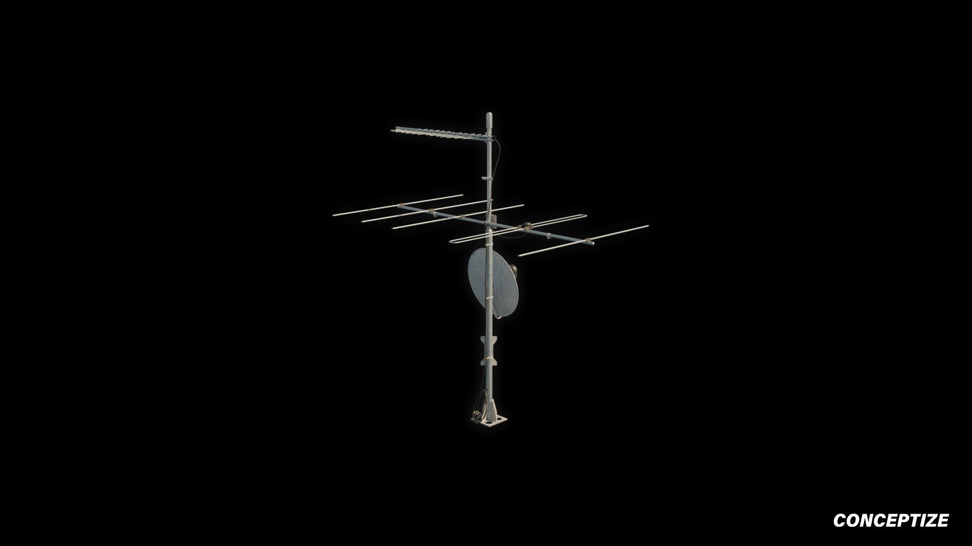 seoul antenna dish 3d asset pbr blender unreal engine rooftop balcony urban prop