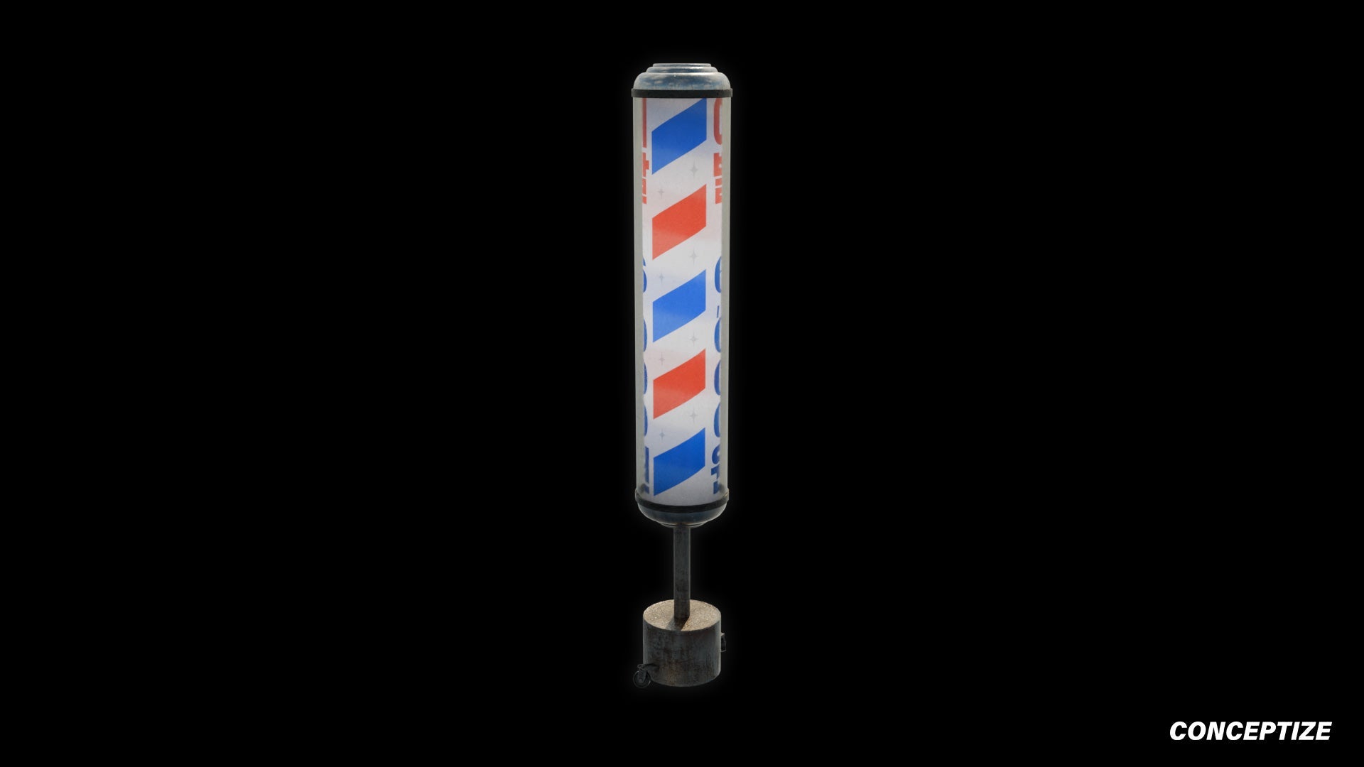 korean barber sign 3d asset pbr blender unreal engine seoul urban prop