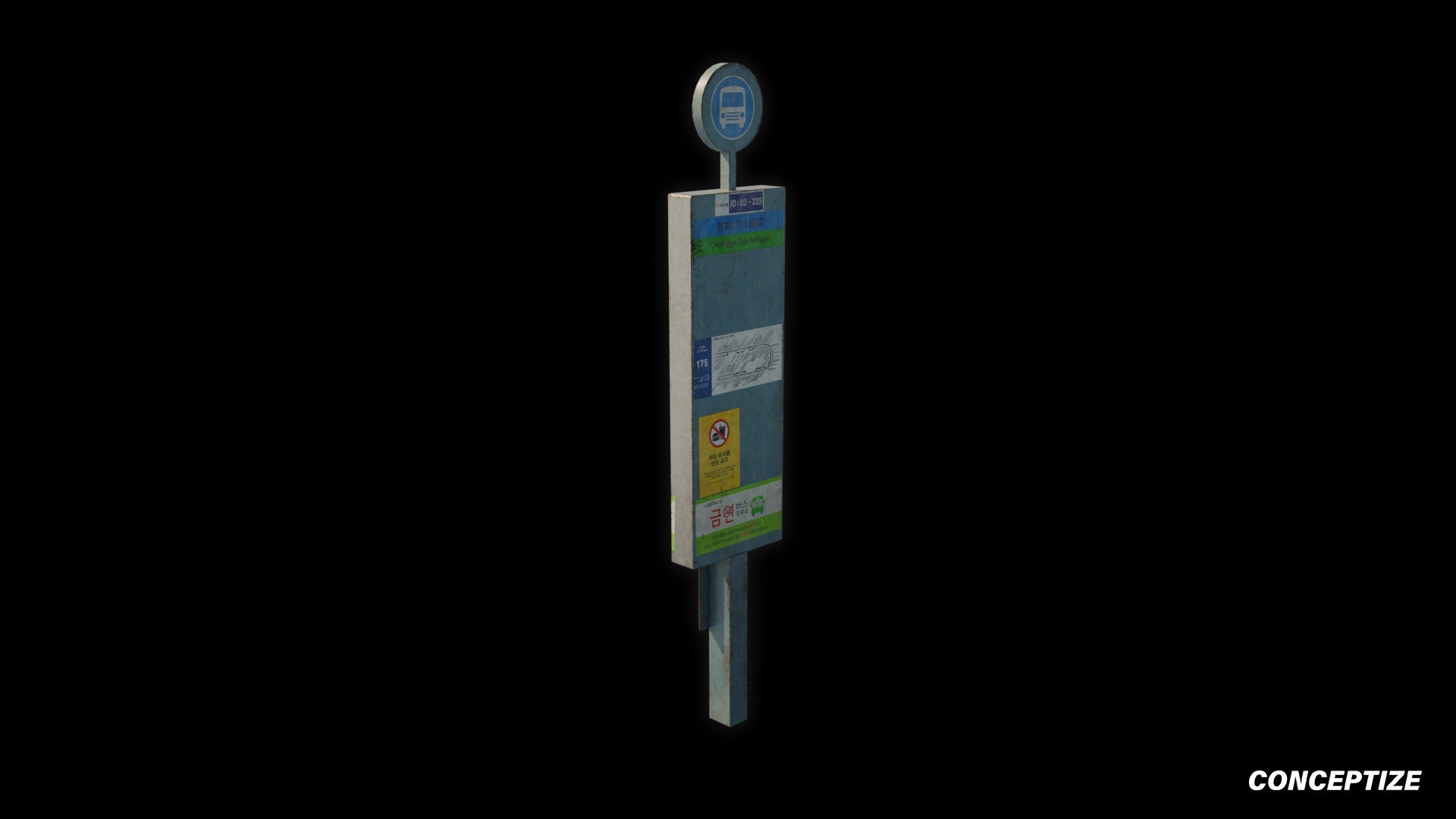 korean bus pole 3d asset pbr blender unreal engine seoul urban transit prop