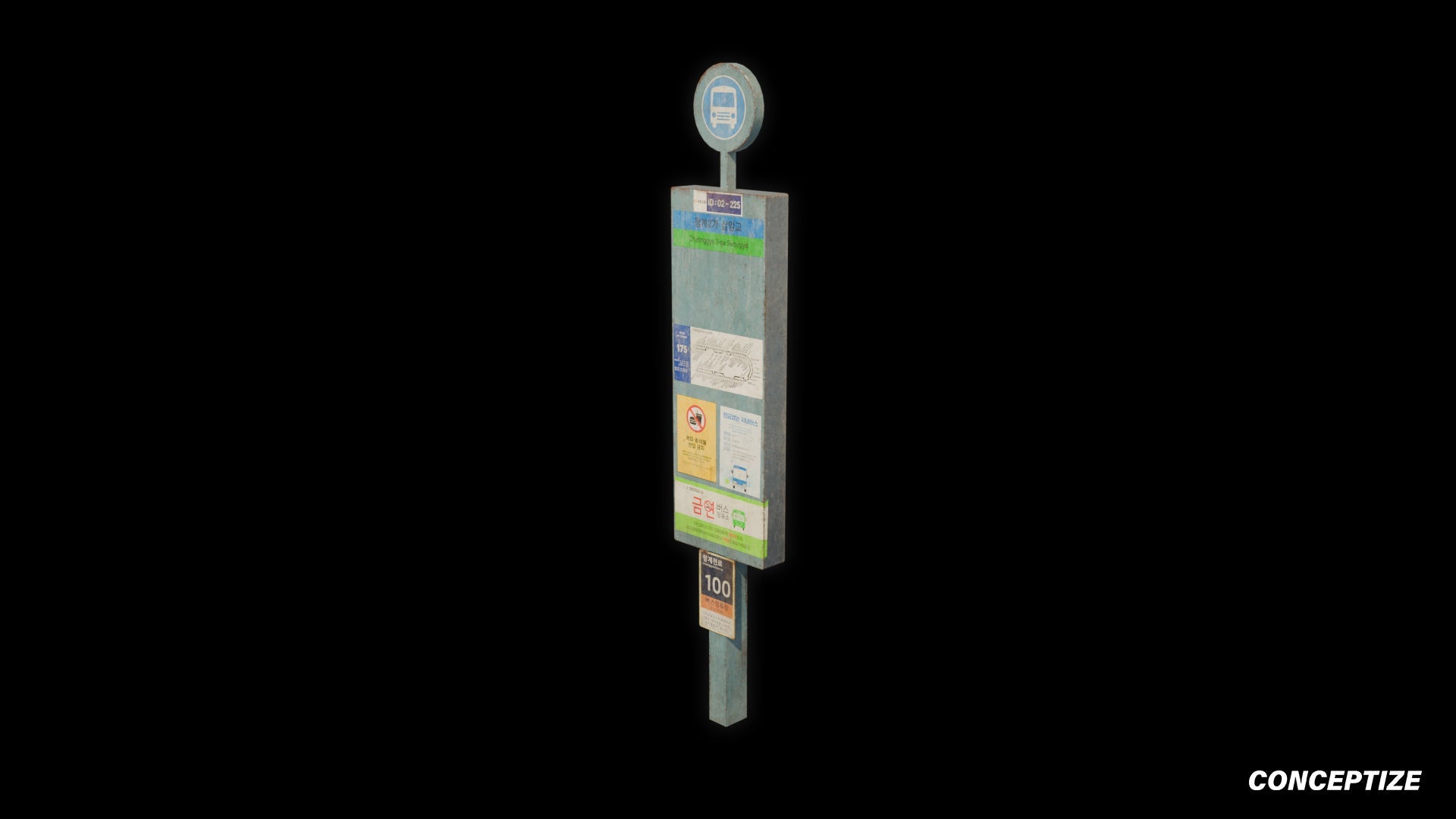 korean bus pole 3d asset pbr blender unreal engine seoul urban transit prop