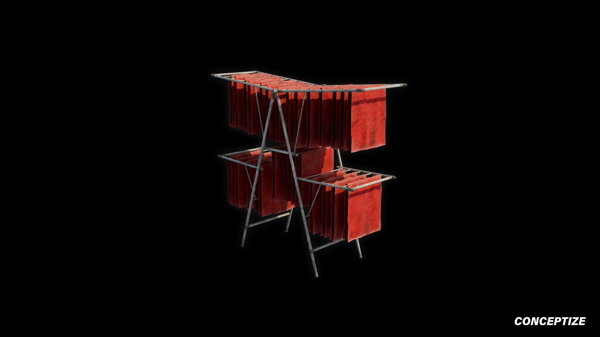 drying rack meticulously handcrafted 3d asset pbr blender unreal engine seoul urban apartment Conceptize furniture prop