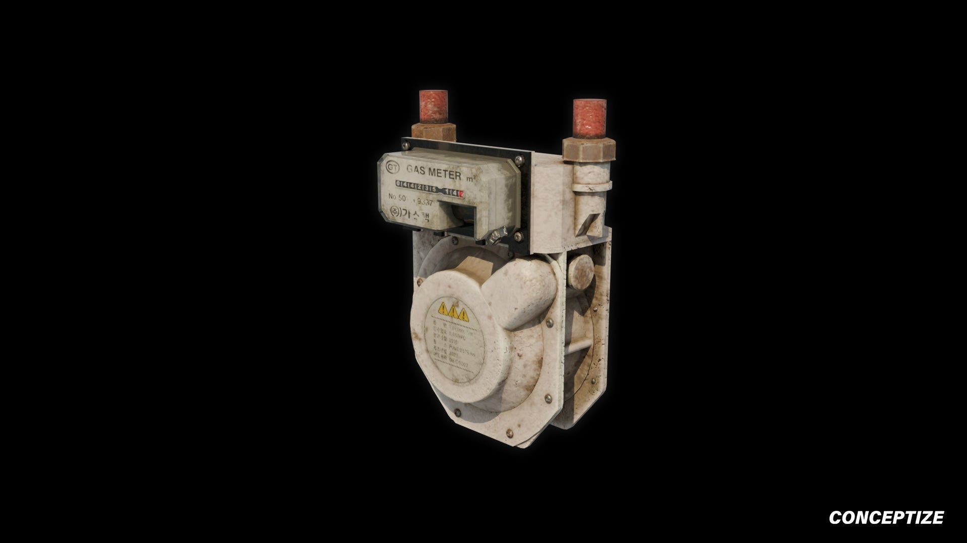 gas meter counter meticulously handcrafted 3d asset pbr blender unreal engine seoul urban Conceptize utility prop