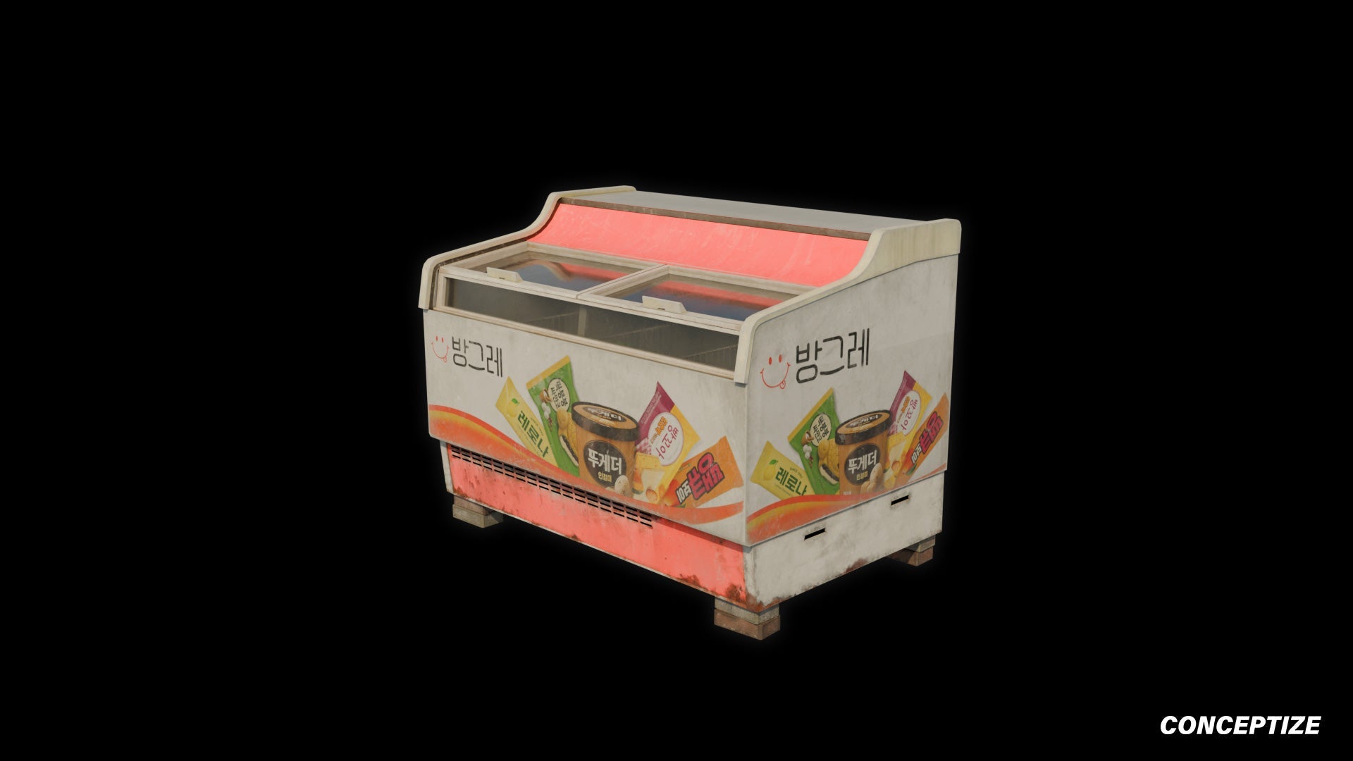 korean convenience store ice cream freezer meticulously handcrafted 3d asset pbr blender unreal engine seoul urban Conceptize refrigeration prop