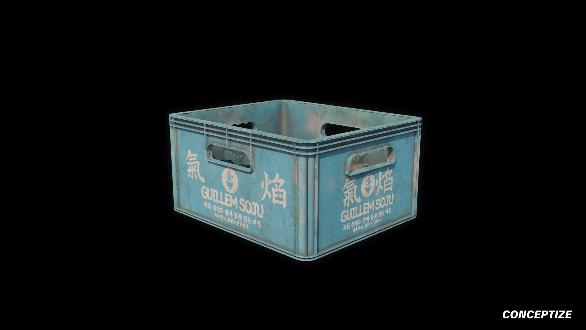 soju plastic box meticulously handcrafted 3d asset pbr blender unreal engine seoul urban Conceptize packaging prop
