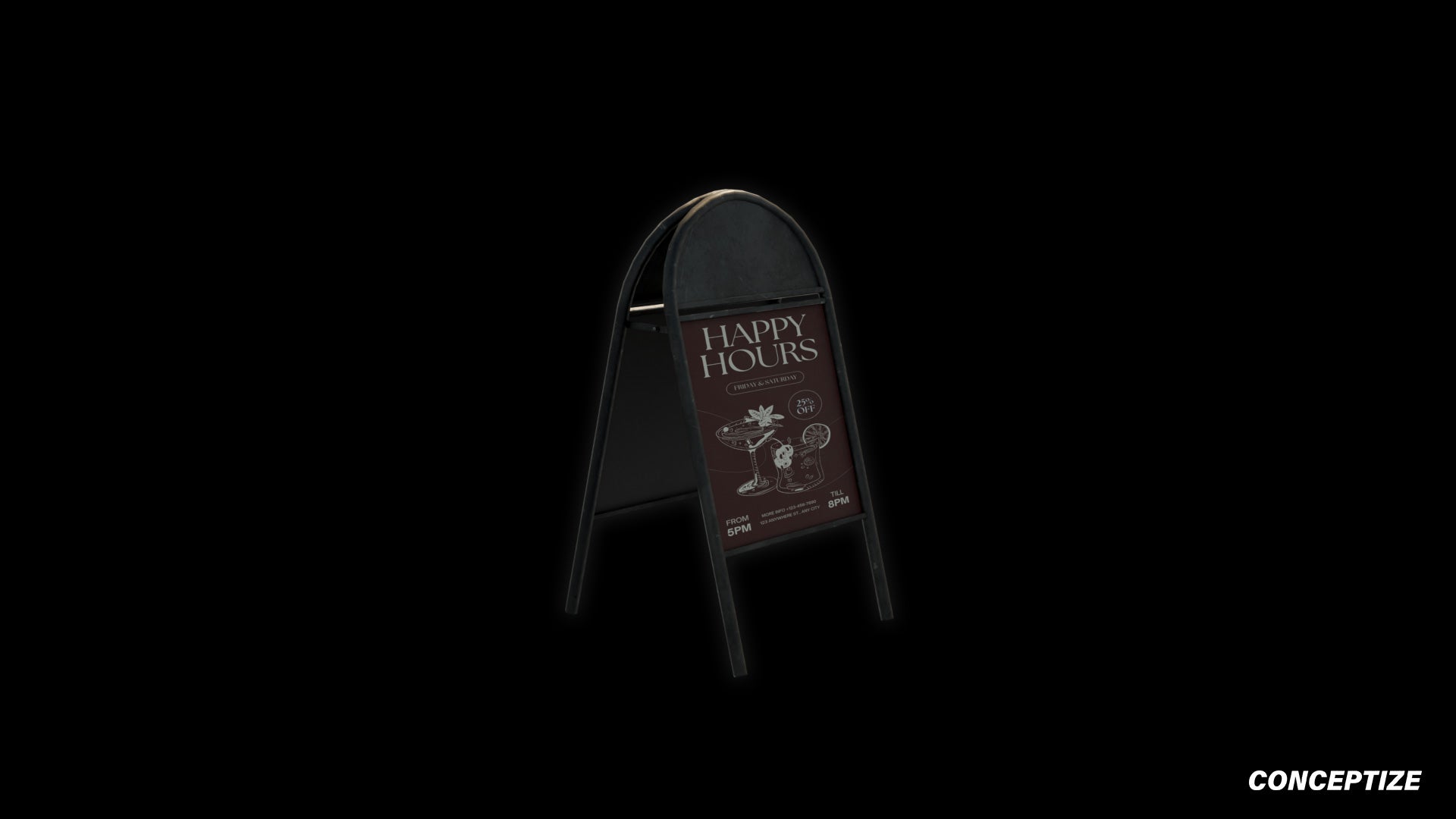 Sandwich board coffee shop restaurant meticulously handcrafted PBR textured 3D prop optimized Blender Unreal Engine urban street cafe signage