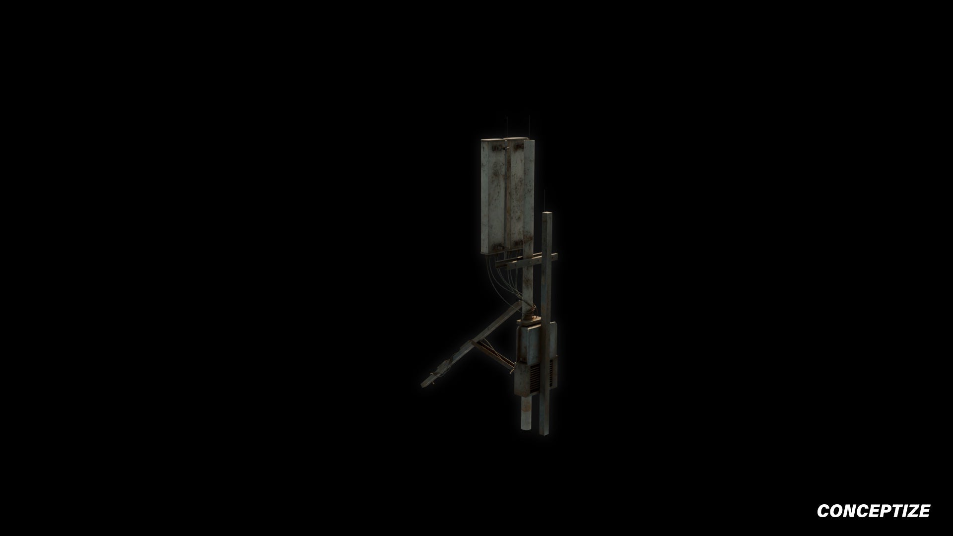 Panel aerials sector antenna meticulously handcrafted PBR textured 3D asset optimized Blender Unreal Engine rooftop satellite communication prop realistic architectural visualization environment