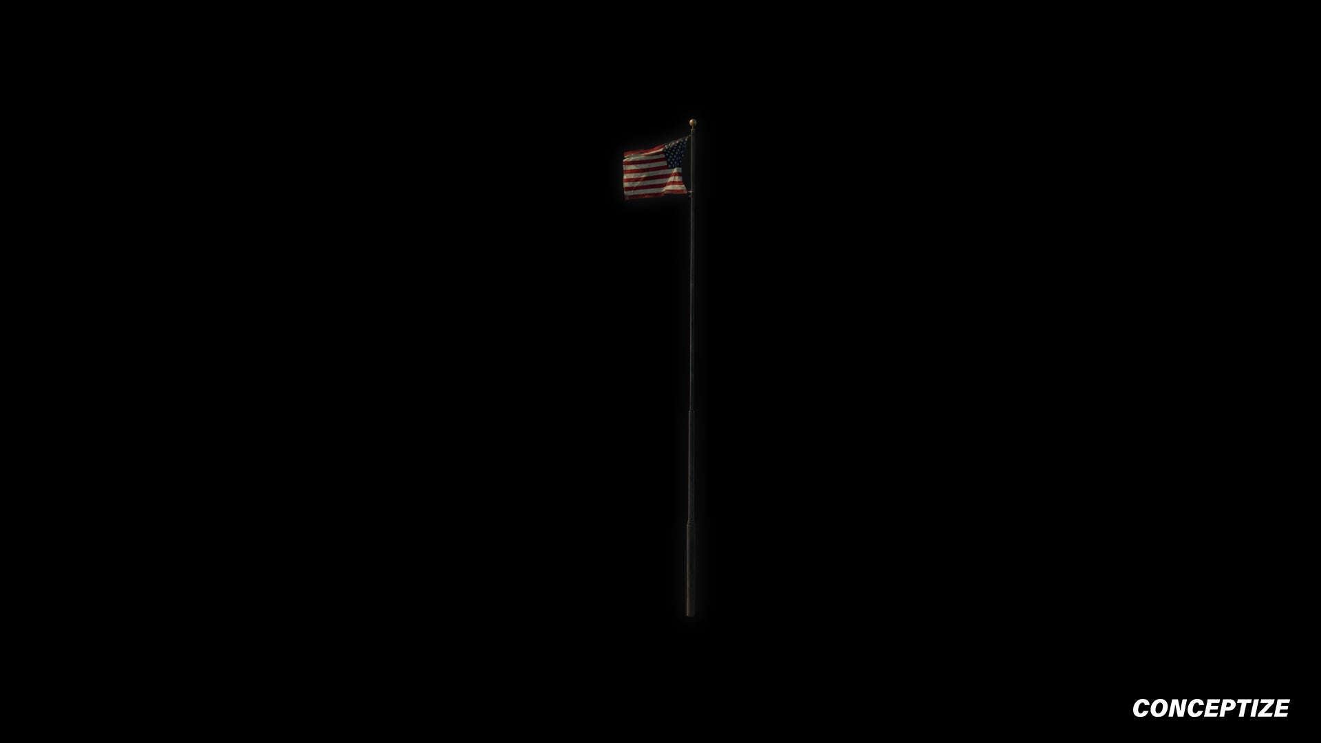 American flag pole meticulously handcrafted PBR textured 3D asset optimized Blender Unreal Engine urban streets building exteriors patriotic environments