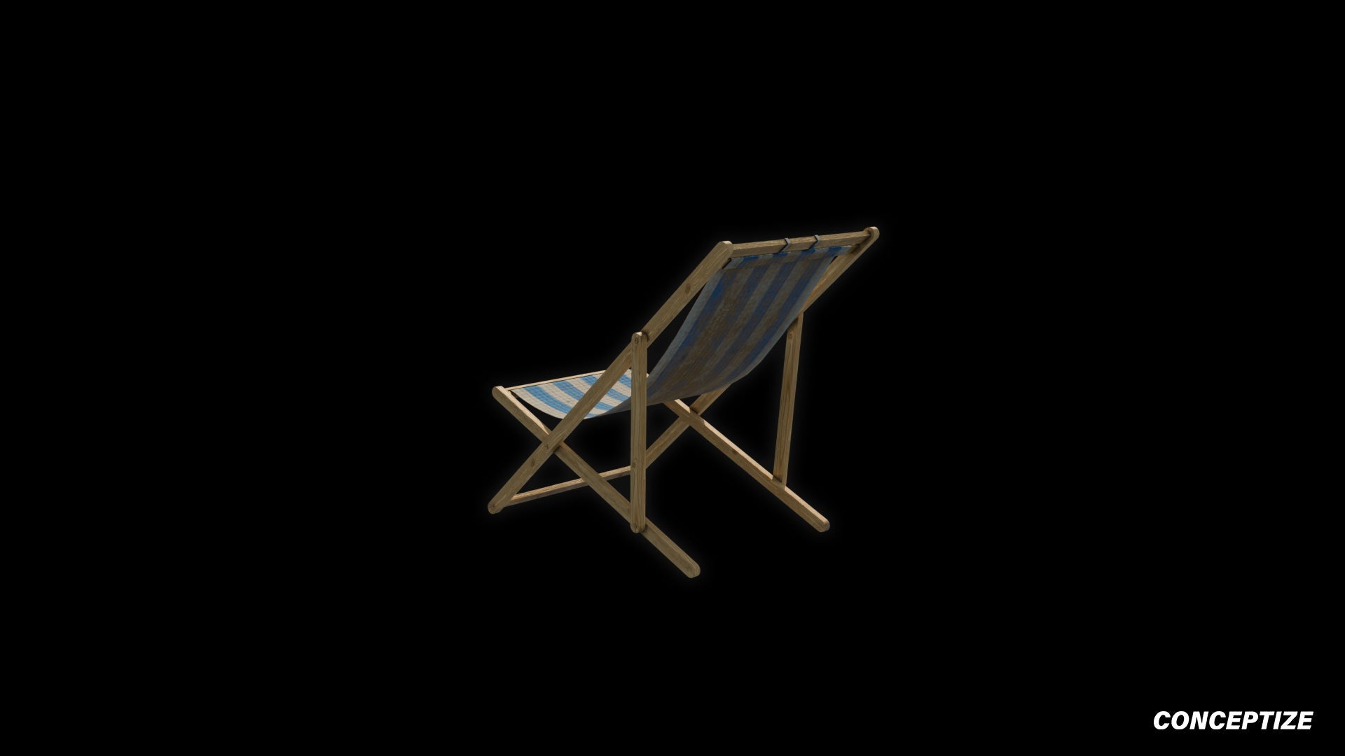 American wood beach chair meticulously handcrafted PBR textured 3D model seaside lounge deck chair coastal furniture Blender Unreal Engine