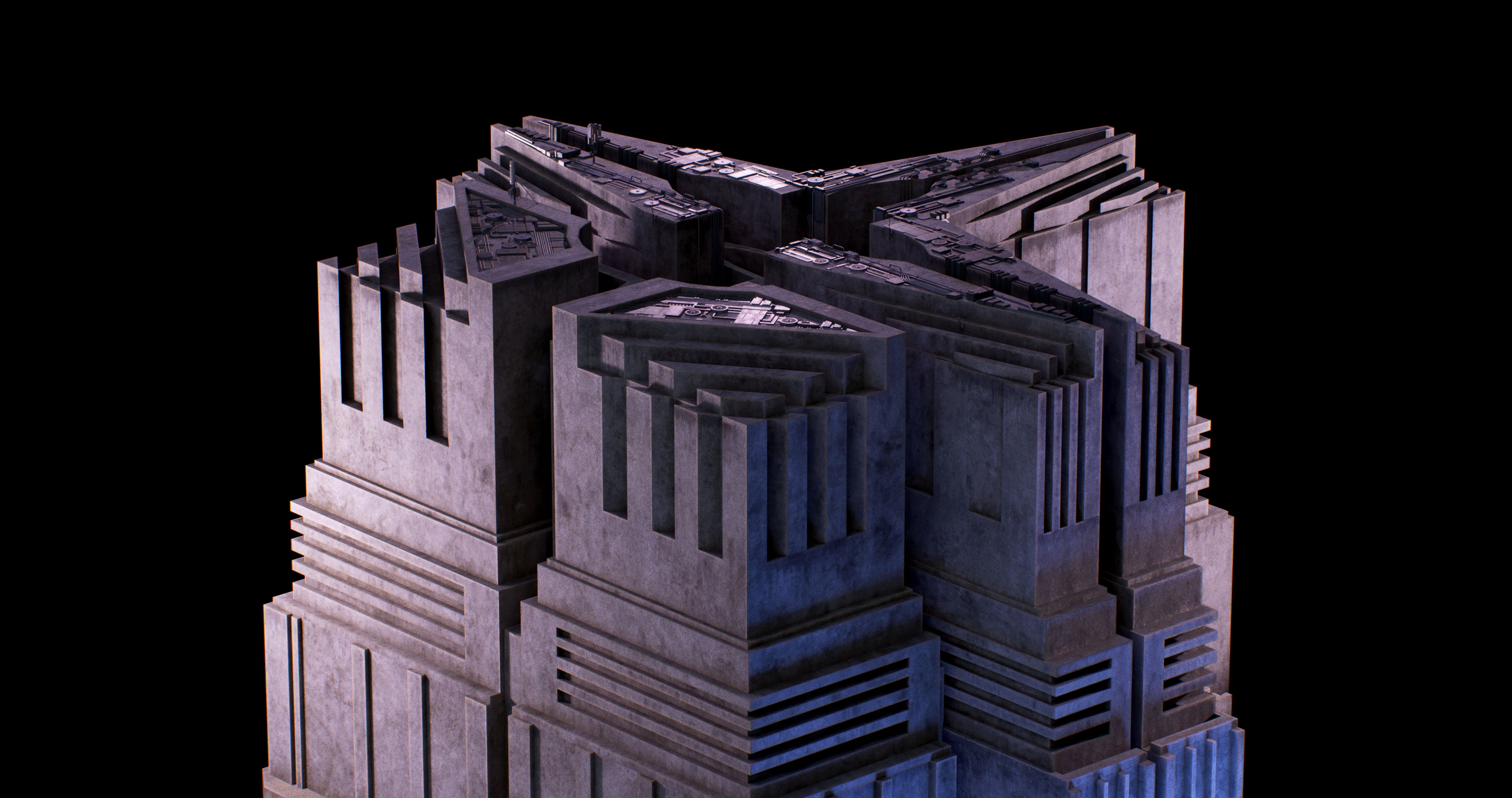 cyberpunk neon dystopia 3d asset pack blade runner futuristic city retro futurism sci fi premium models props aircon hvac videogame kitbash district conceptize conceptise visualize fog blender unreal engine police station