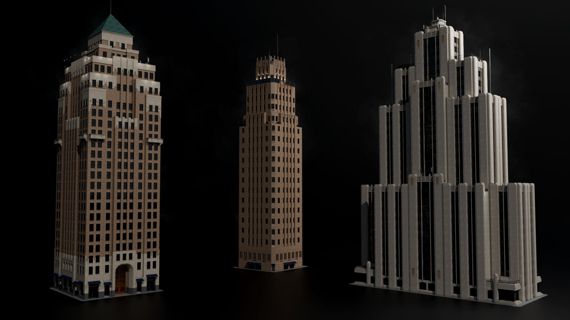 art deco 3d asset kit kitbash3d conceptize 3d pack