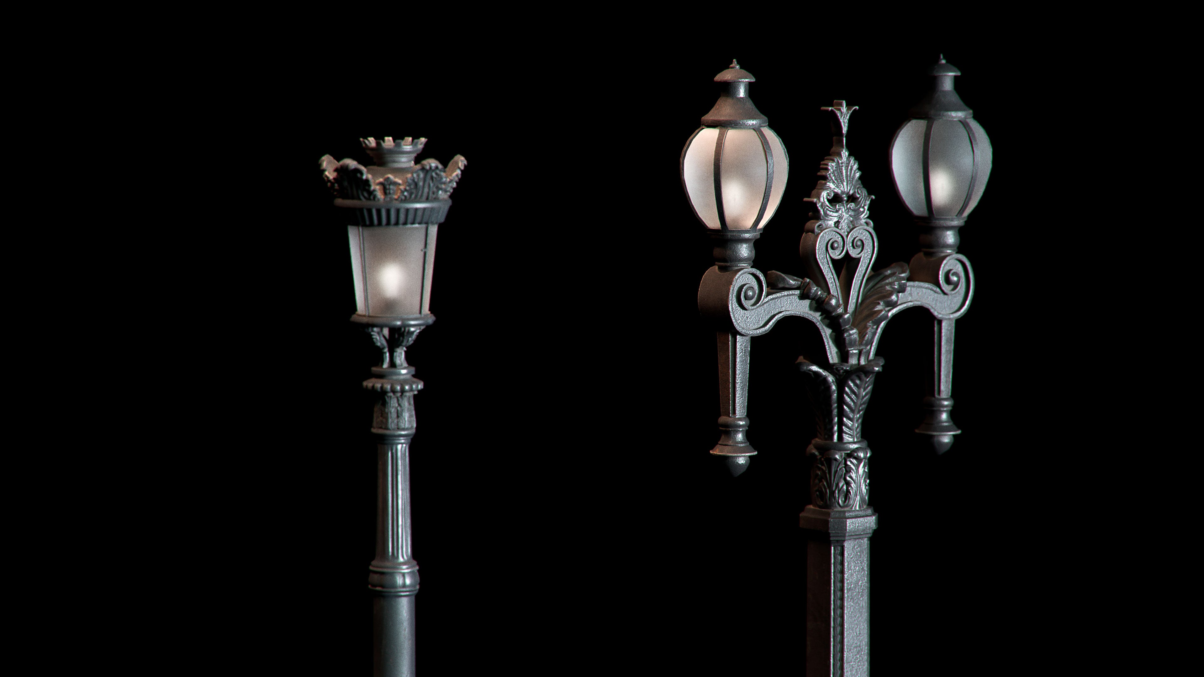 Neo Gothic 3D asset pack featuring a Gotham inspired city with towering gothic buildings, ornate façades, gargoyles, and lamp post, street lights