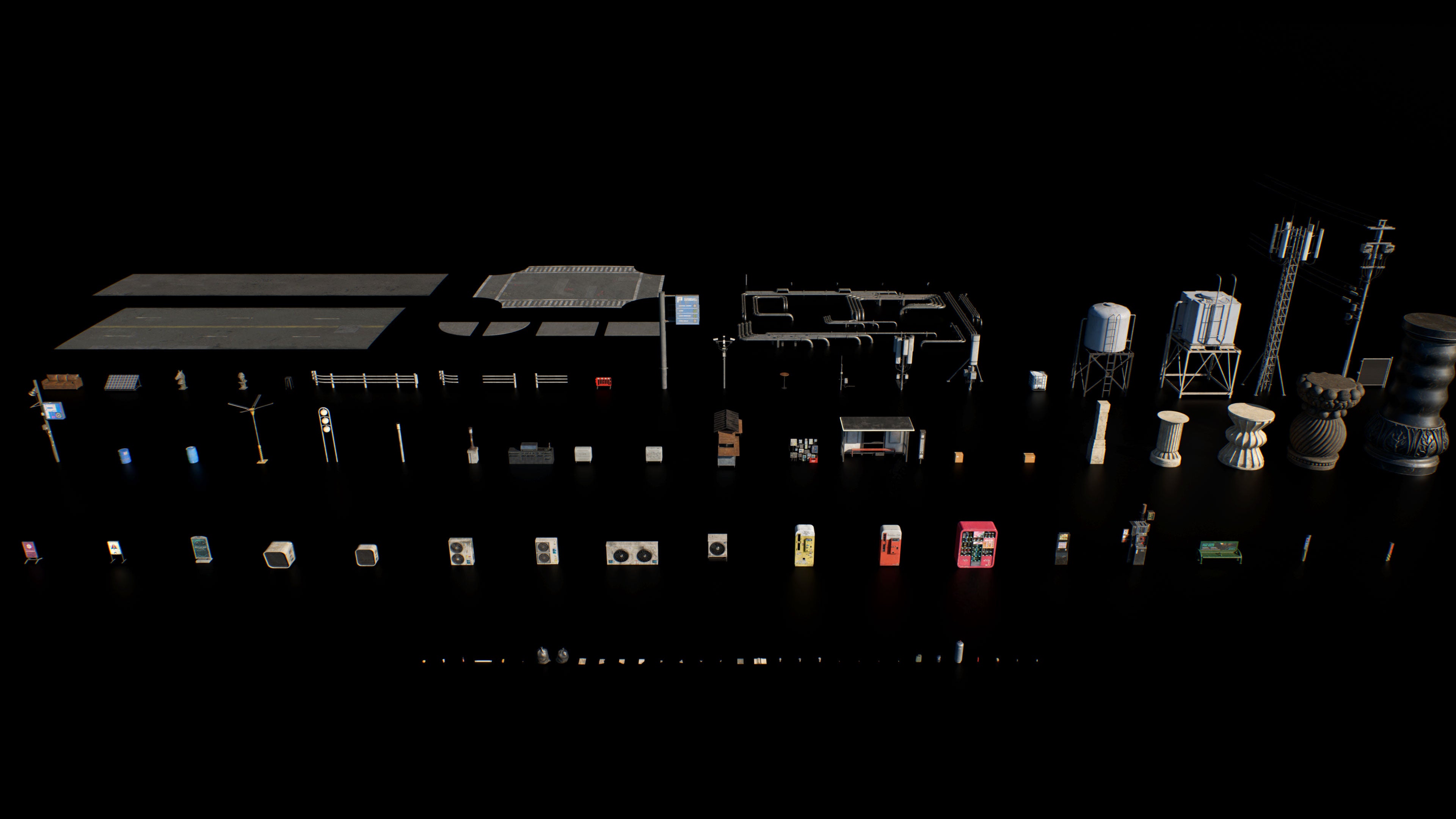 cyberpunk neon dystopia 3d asset pack blade runner futuristic city retro building tower office police futurism sci fi premium models props aircon hvac videogame kitbash district conceptize conceptise visualize fog blender unreal engine replicant home columns