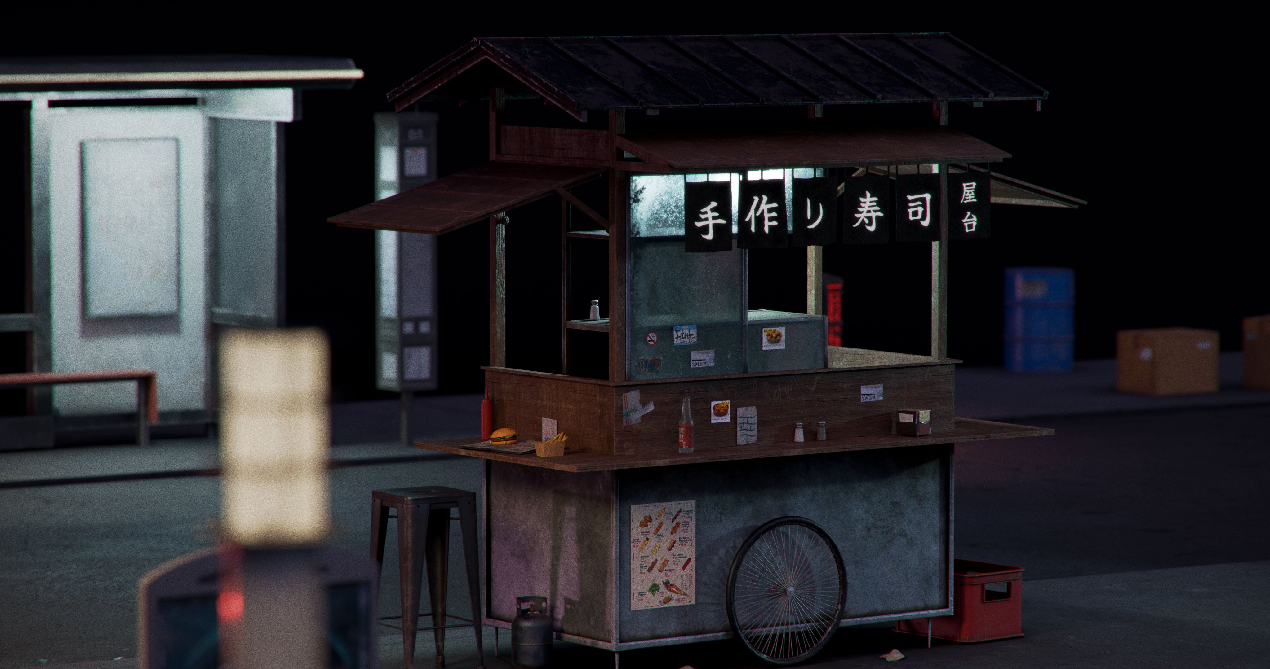 cyberpunk neon dystopia 3d asset pack blade runner futuristic city retro futurism sci fi premium models props aircon hvac videogame kitbash district conceptize conceptise visualize fog blender unreal engine road sidewalk lamppost surveillance