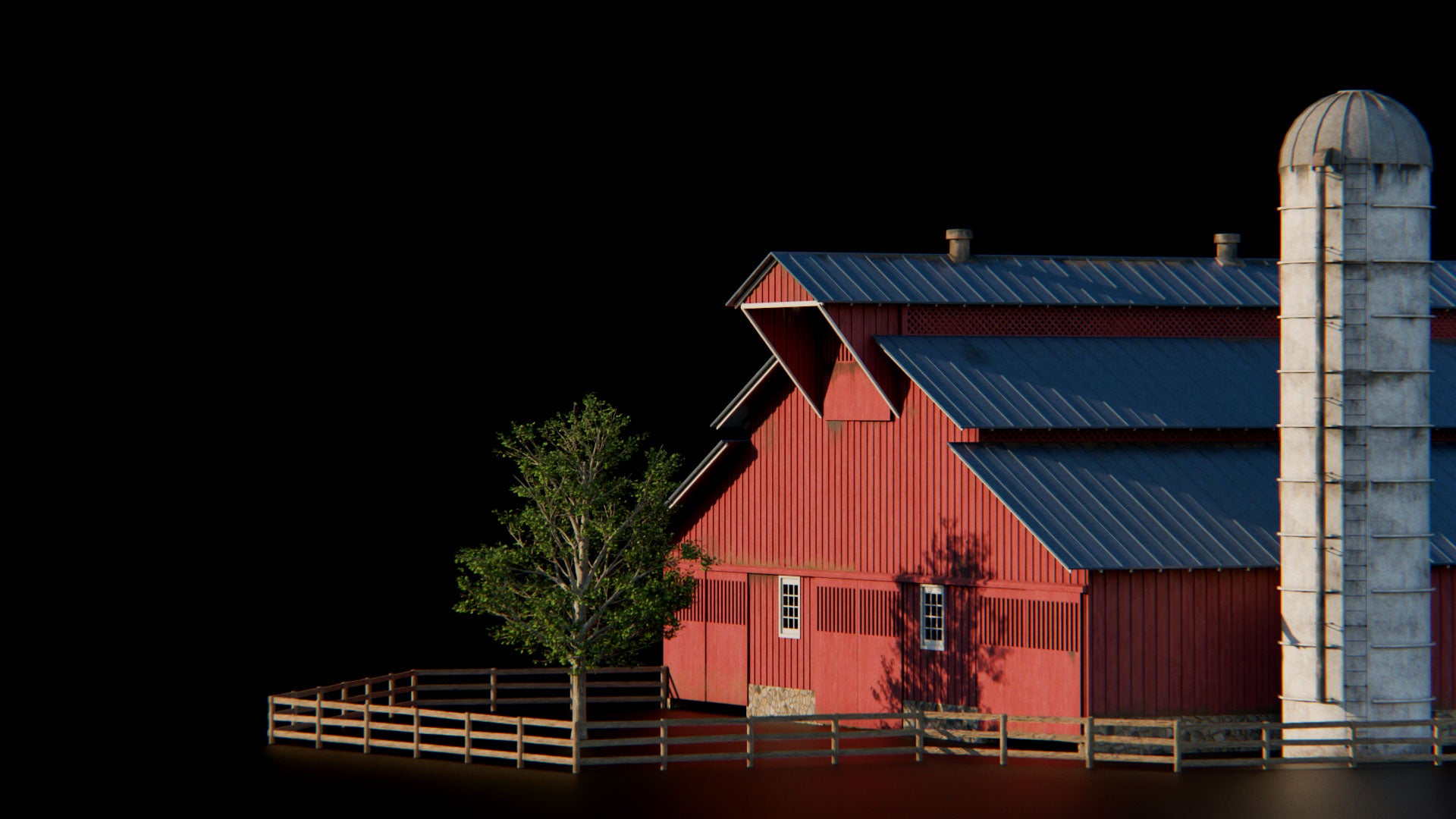 small town American farm silo 3d asset pack usa flag motel theatre city hall water tank suburban houses restaurant retail store shops premium models props aircon hvac garbage container trash can antenna street light lamp post fire hydrant beach chair for videogame