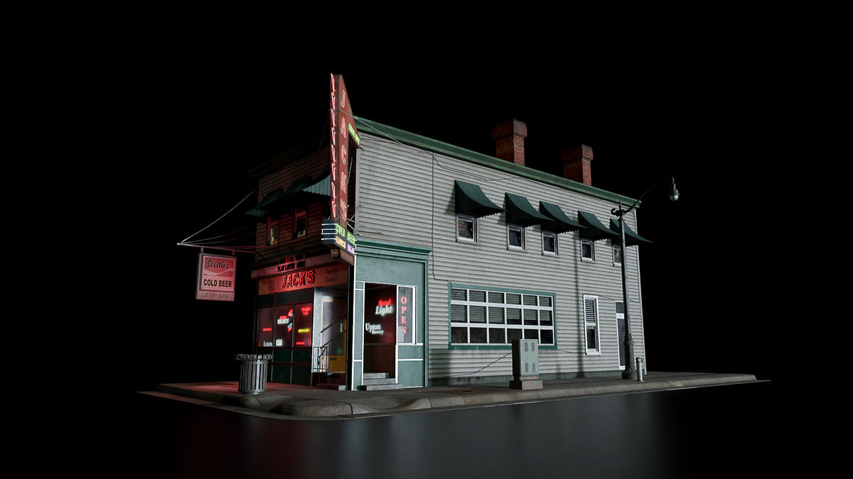 main street modular hero 3d assets pack for small town america part 2 by conceptize Louisiana bar with classic signs
