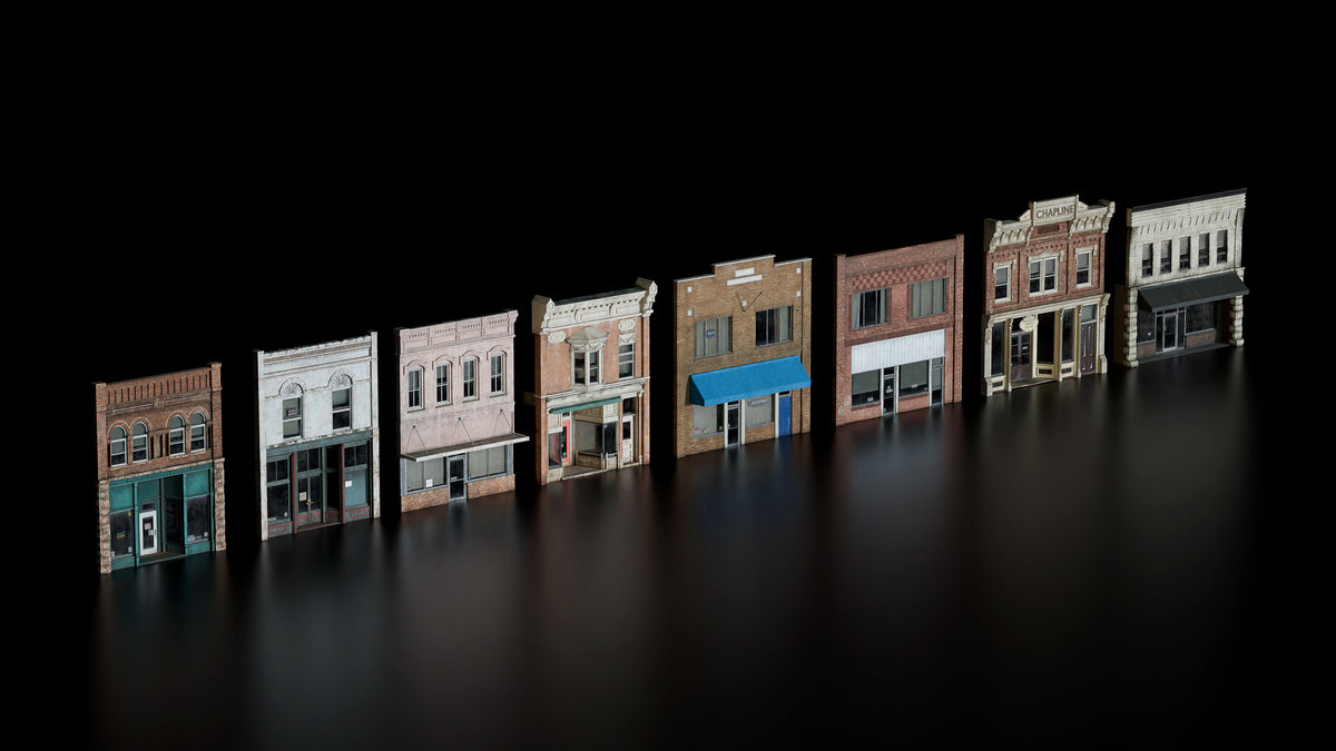 main street modular hero 3d assets pack for small town america part 2 by conceptize facade retail brick building pieces
