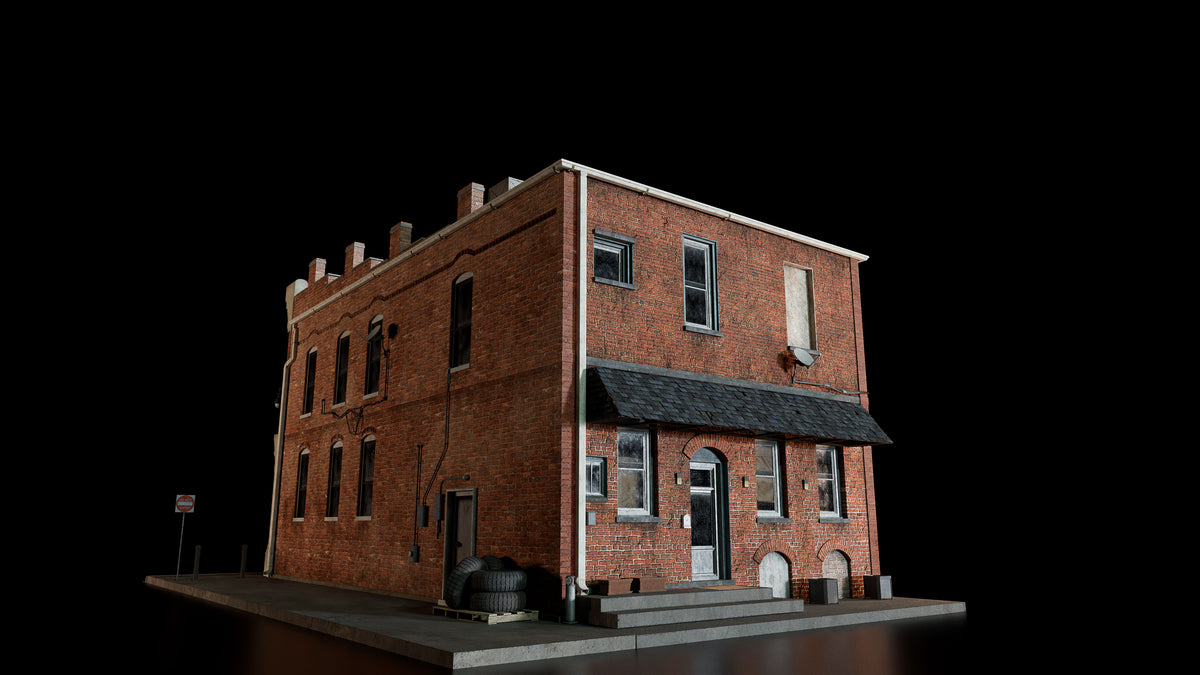 main street modular hero 3d assets pack for small town america part 2 by conceptize back alley brick building