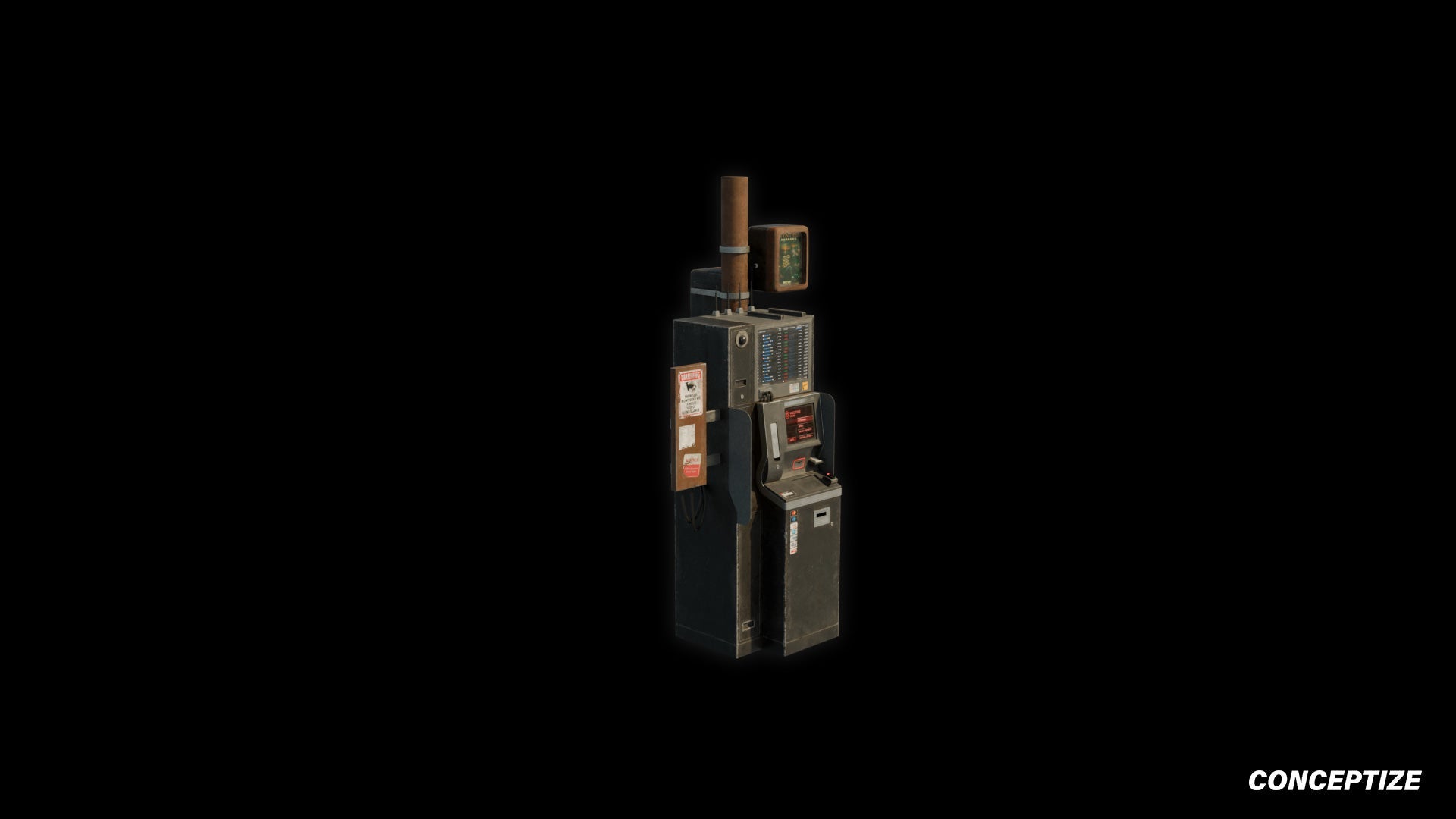 ATM machine 3D asset retro cyberpunk neon lights futuristic design ideal for sci-fi city environments video games virtual reality blender unreal engine fab