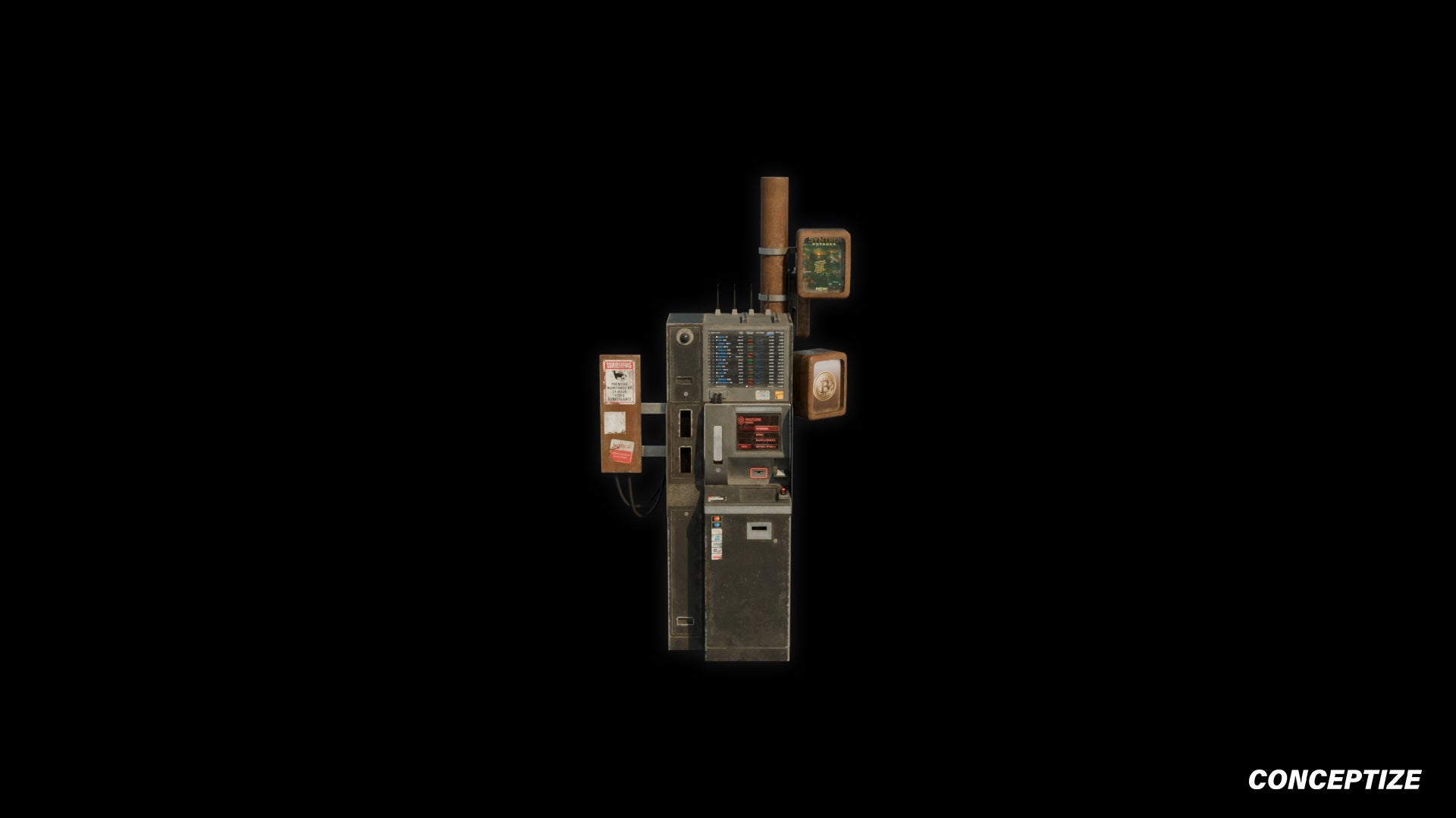 ATM machine 3D asset retro cyberpunk neon lights futuristic design ideal for sci-fi city environments video games virtual reality blender unreal engine fab