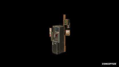 ATM machine 3D asset retro cyberpunk neon lights futuristic design ideal for sci-fi city environments video games virtual reality blender unreal engine fab