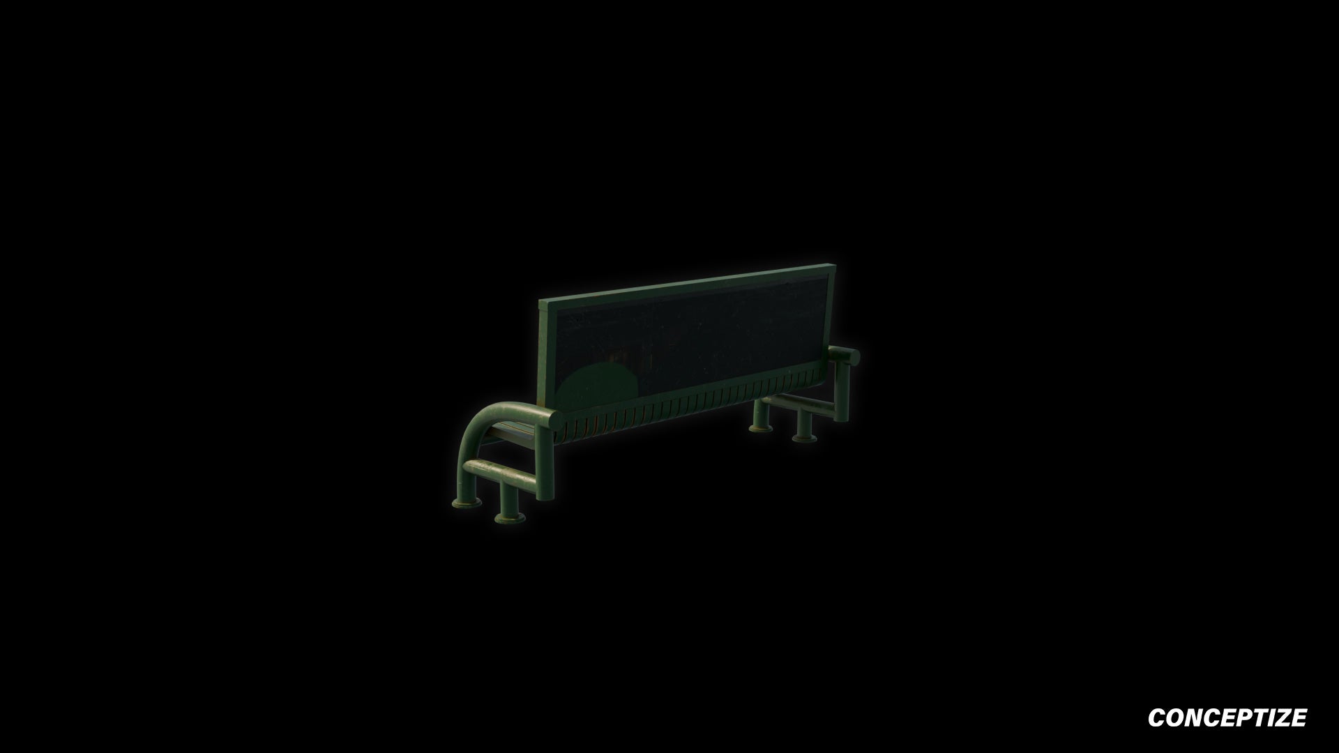 Retro cyberpunk Los Angeles LA bench 3D model futuristic street prop PBR textured optimized for Blender Unreal Engine environments