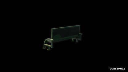 Retro cyberpunk Los Angeles LA bench 3D model futuristic street prop PBR textured optimized for Blender Unreal Engine environments