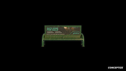 Retro cyberpunk Los Angeles LA bench 3D model futuristic street prop PBR textured optimized for Blender Unreal Engine environments