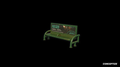Retro cyberpunk Los Angeles LA bench 3D model futuristic street prop PBR textured optimized for Blender Unreal Engine environments