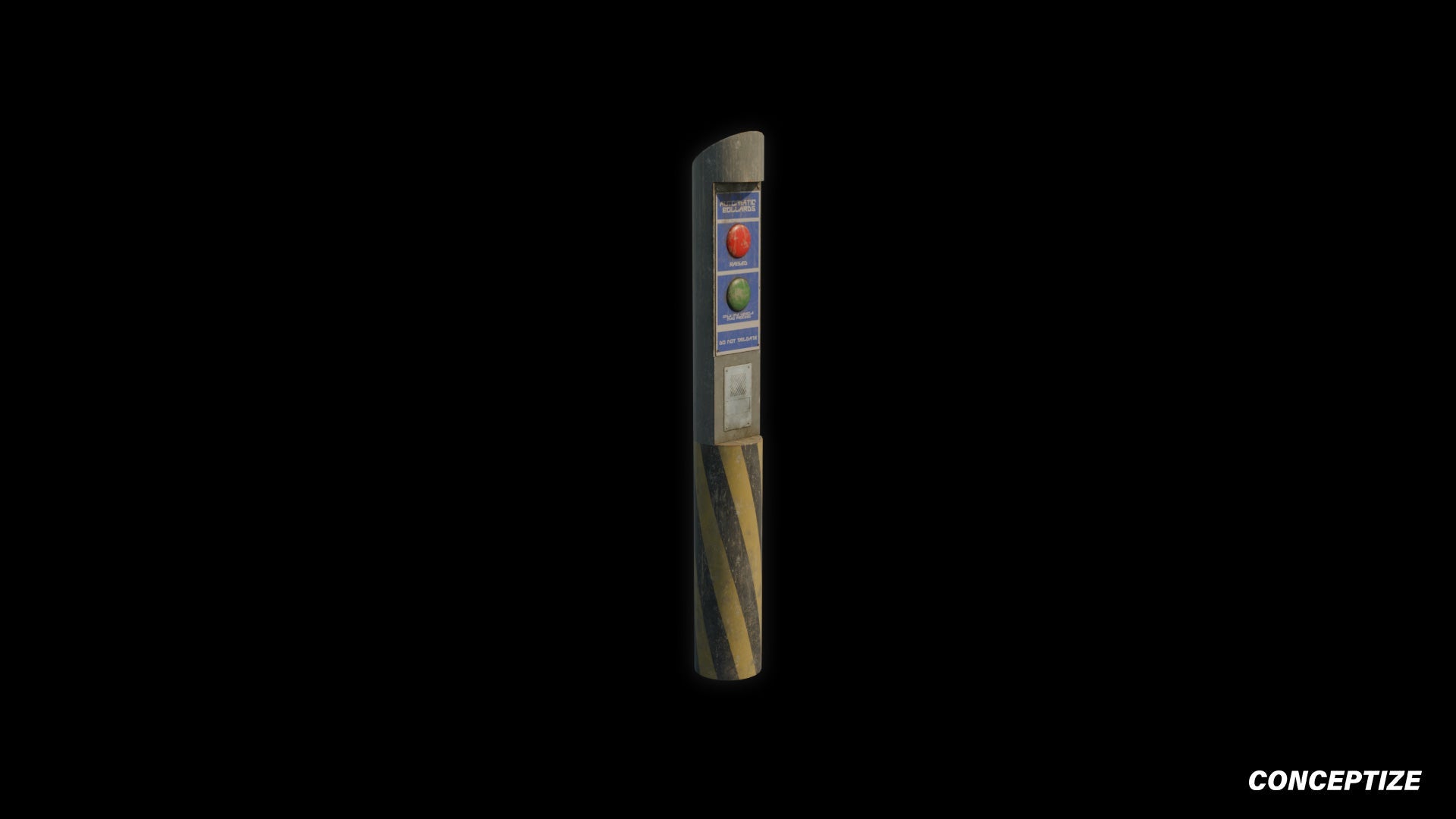 Retro cyberpunk bollard 3D model futuristic street prop PBR textured optimized for Blender Unreal Engine sci fi environments