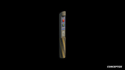Retro cyberpunk bollard 3D model futuristic street prop PBR textured optimized for Blender Unreal Engine sci fi environments