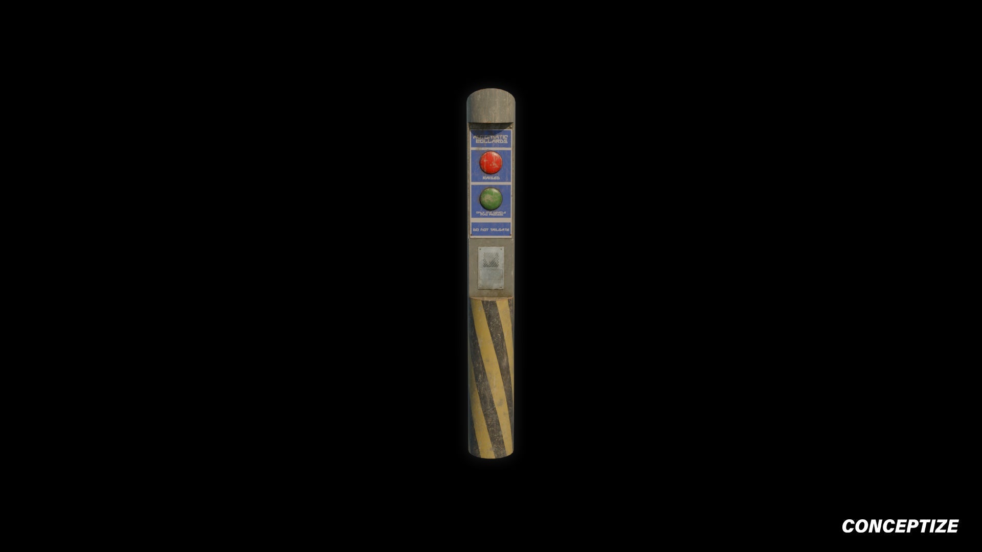 Retro cyberpunk bollard 3D model futuristic street prop PBR textured optimized for Blender Unreal Engine sci fi environments