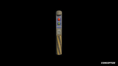Retro cyberpunk bollard 3D model futuristic street prop PBR textured optimized for Blender Unreal Engine sci fi environments