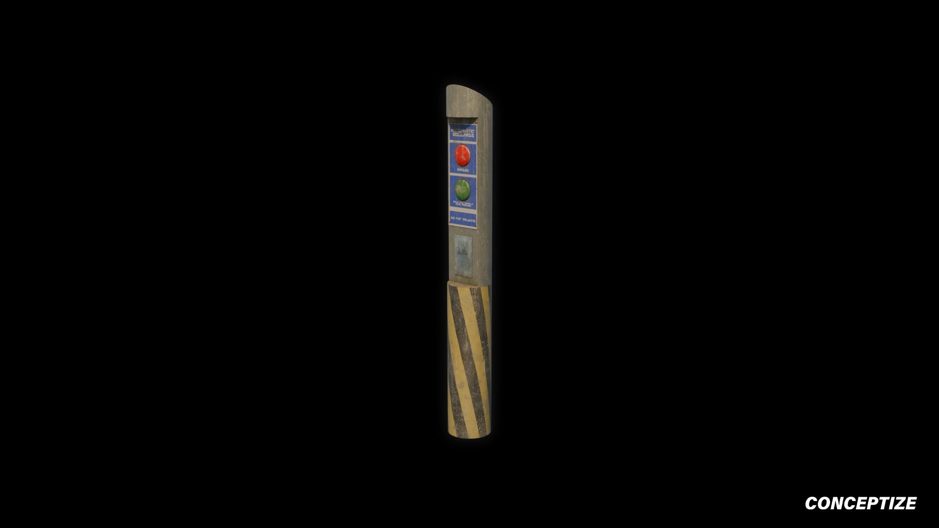 Retro cyberpunk bollard 3D model futuristic street prop PBR textured optimized for Blender Unreal Engine sci fi environments