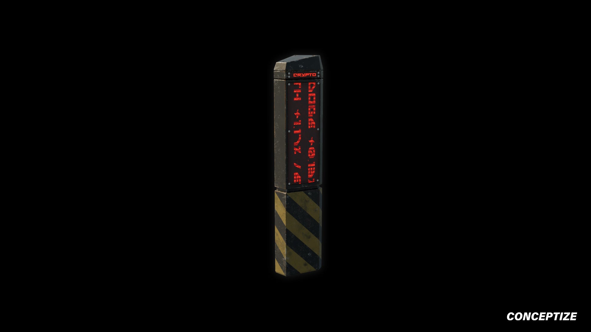 Retro cyberpunk bollard 3D model futuristic street prop PBR textured optimized for Blender Unreal Engine sci fi environments