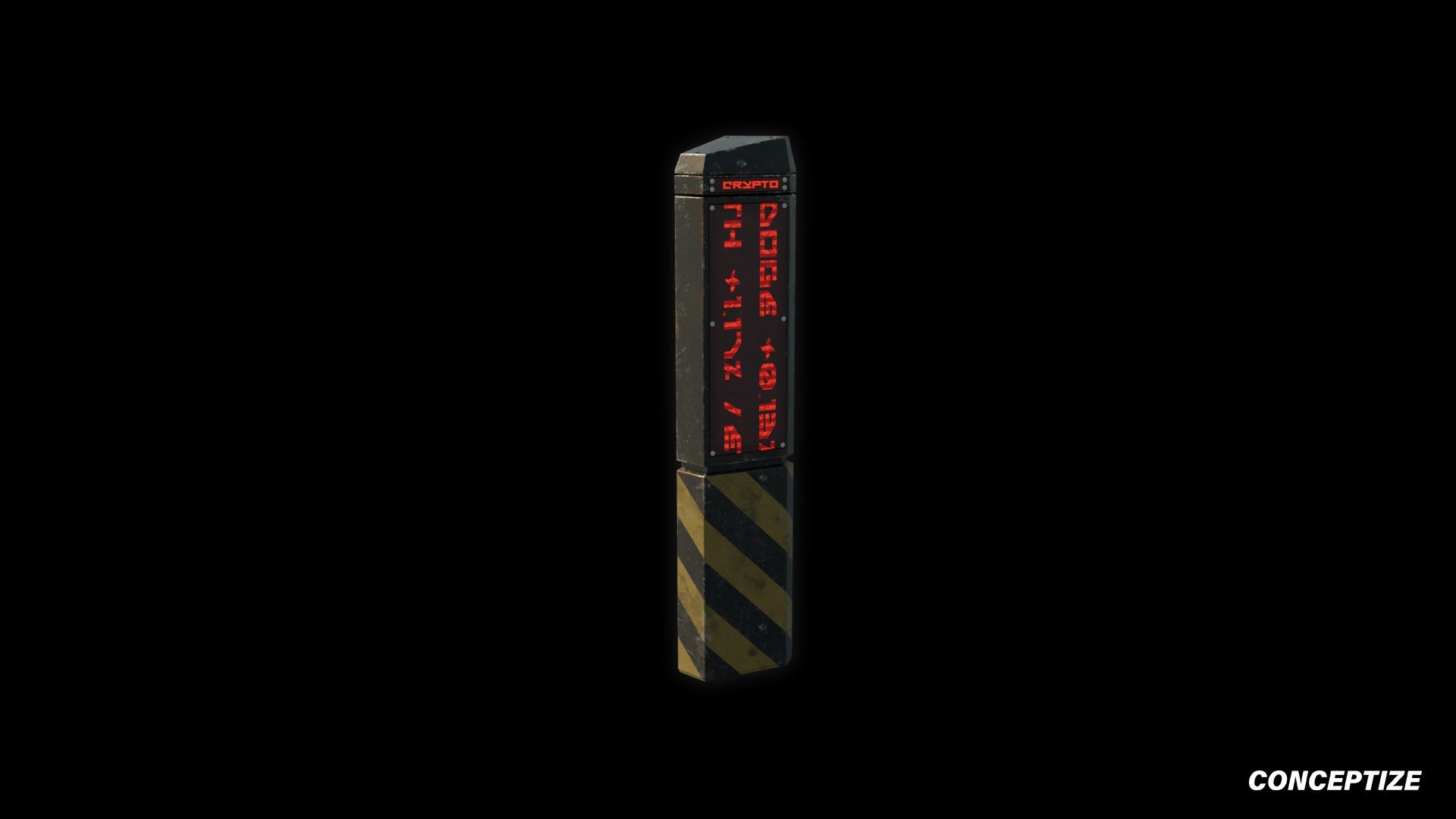 Retro cyberpunk bollard 3D model futuristic street prop PBR textured optimized for Blender Unreal Engine sci fi environments