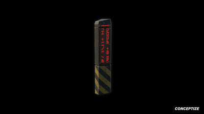 Retro cyberpunk bollard 3D model futuristic street prop PBR textured optimized for Blender Unreal Engine sci fi environments