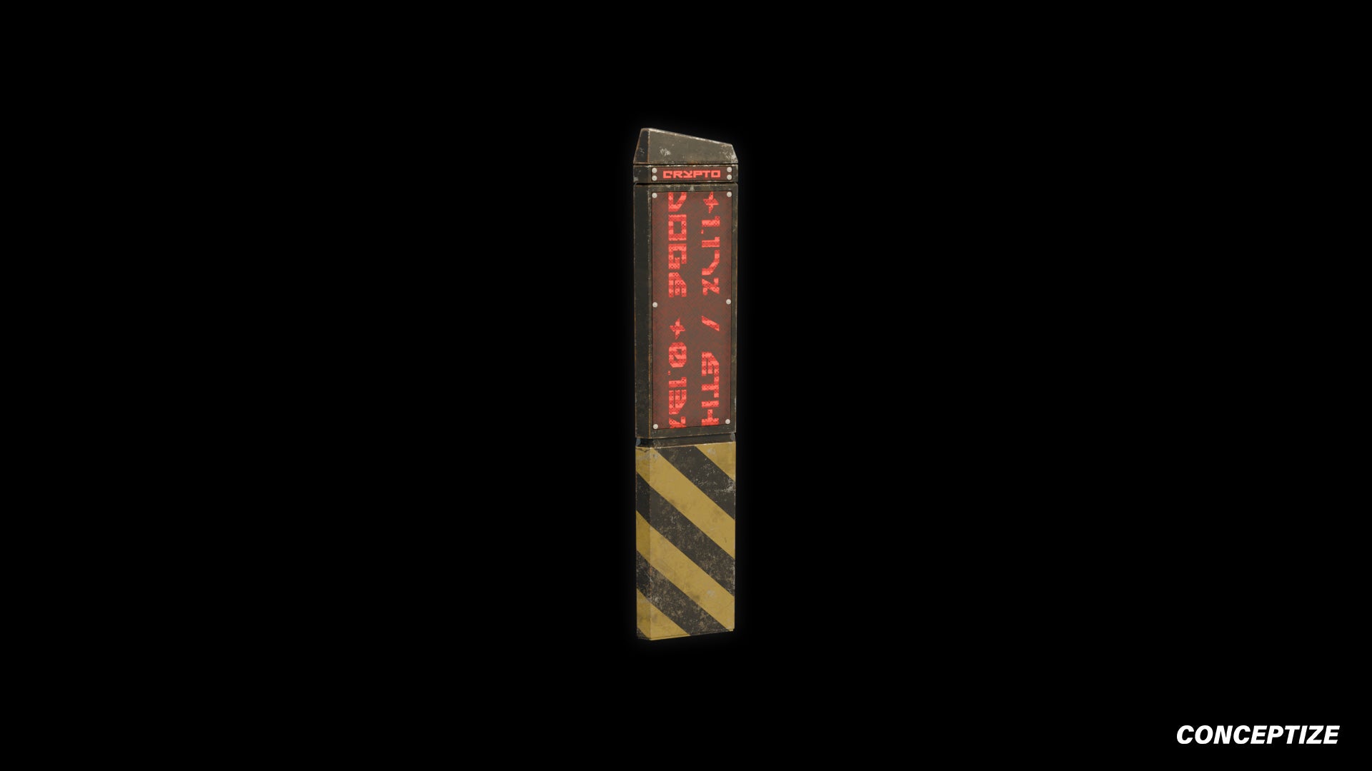 Retro cyberpunk bollard 3D model futuristic street prop PBR textured optimized for Blender Unreal Engine sci fi environments