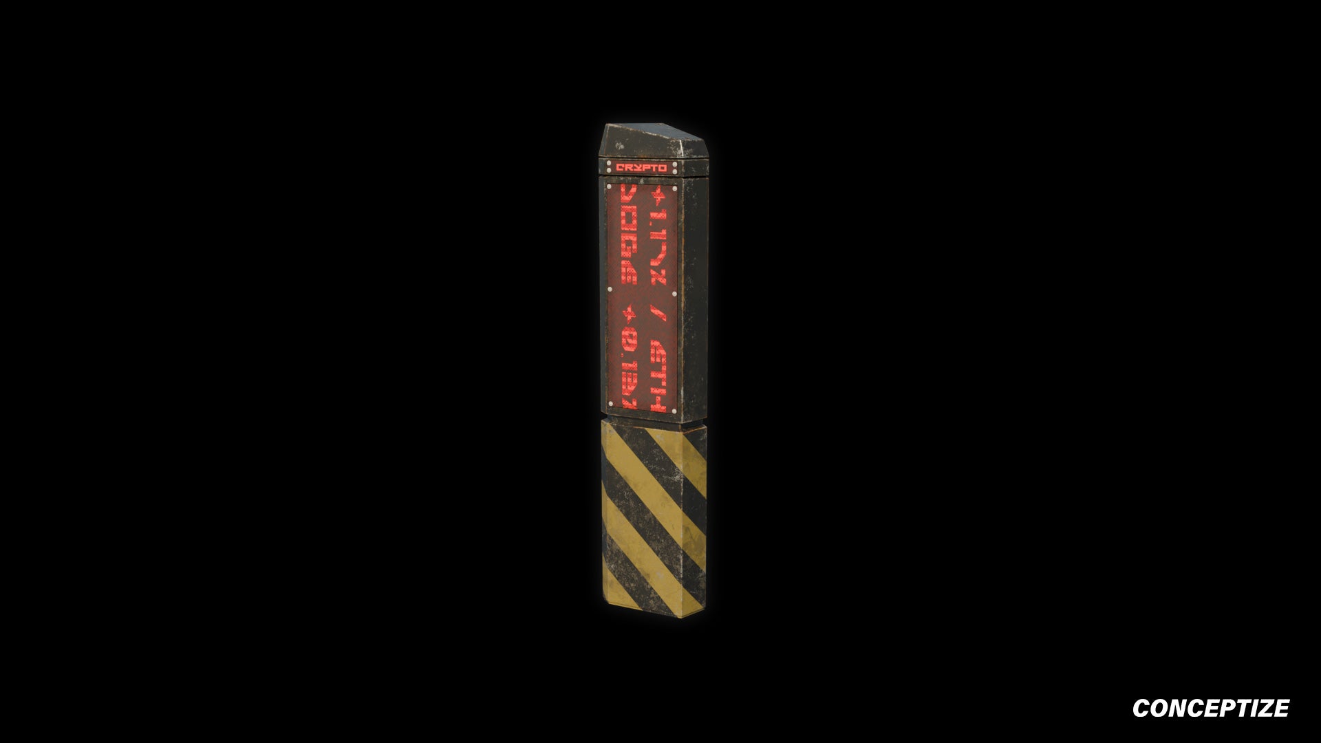 Retro cyberpunk bollard 3D model futuristic street prop PBR textured optimized for Blender Unreal Engine sci fi environments