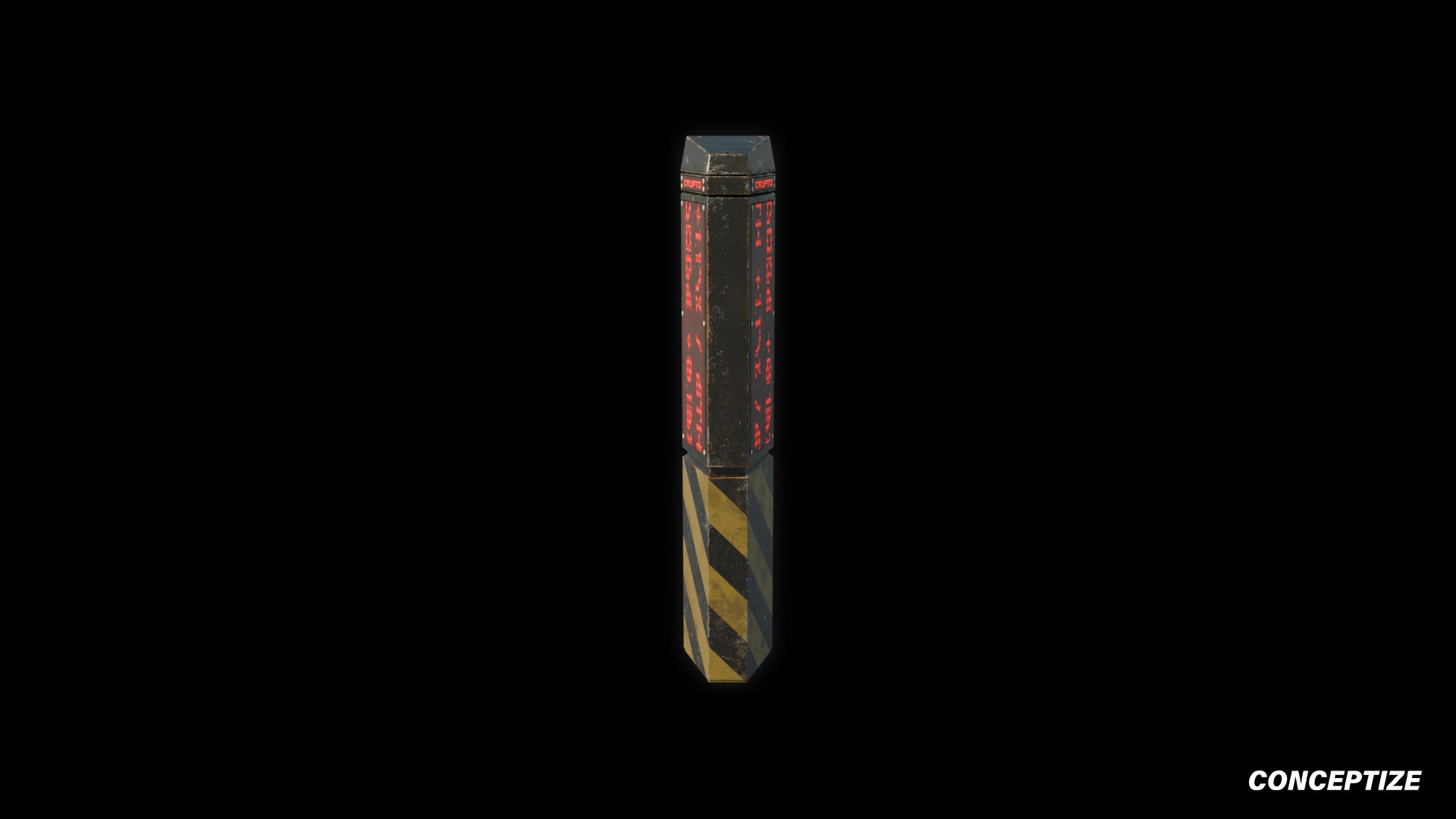 Retro cyberpunk bollard 3D model futuristic street prop PBR textured optimized for Blender Unreal Engine sci fi environments