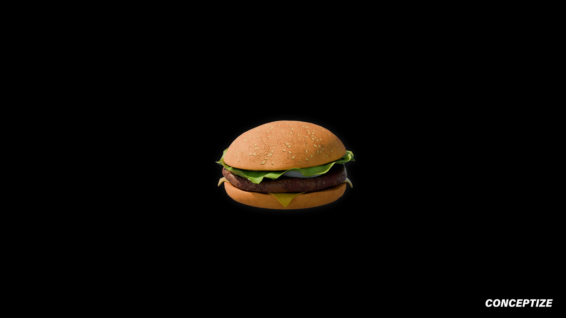 Realistic burger 3D model detailed food prop PBR textured optimized for Blender Unreal Engine advertising visualization VR environments