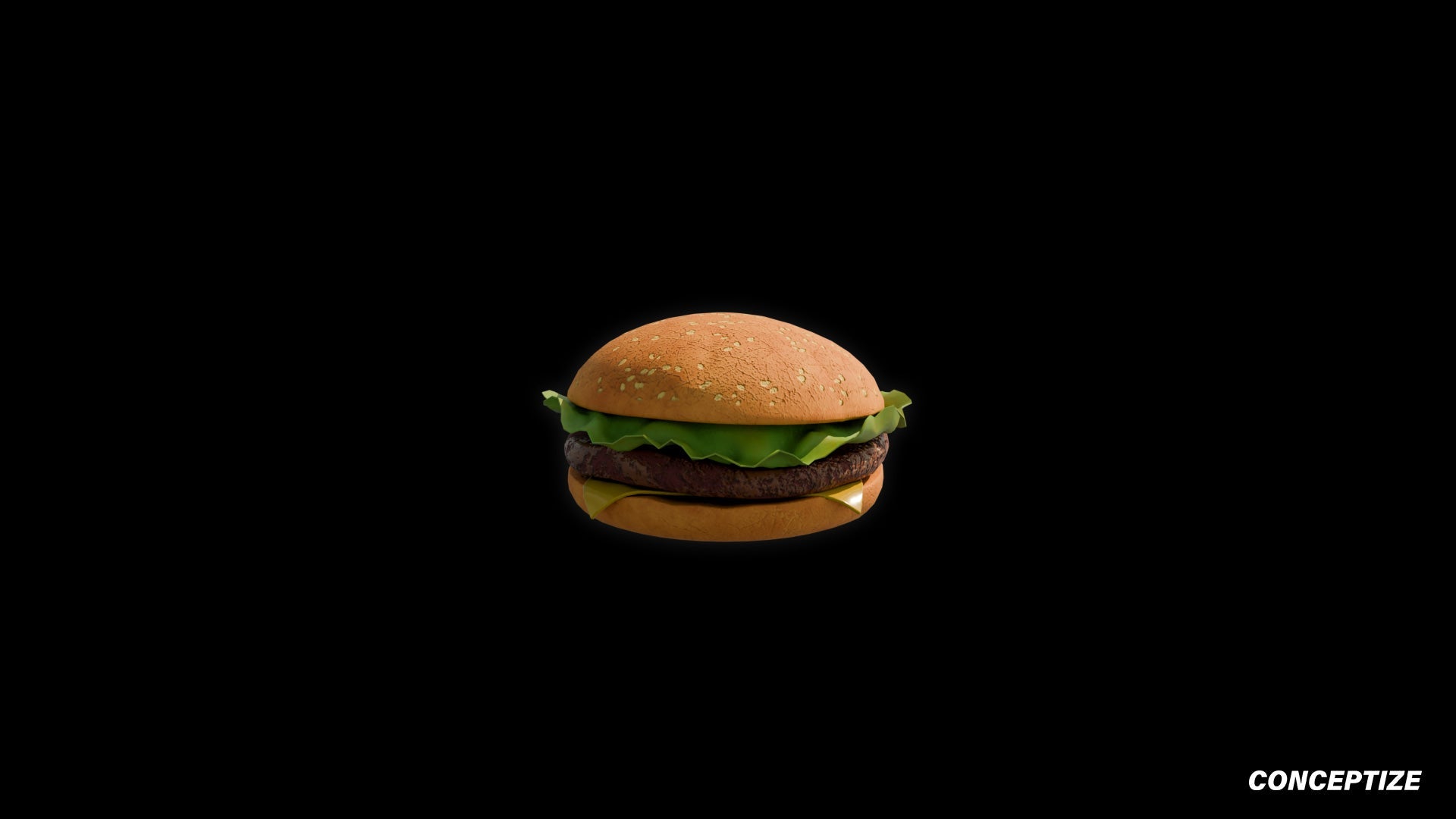Realistic burger 3D model detailed food prop PBR textured optimized for Blender Unreal Engine advertising visualization VR environments