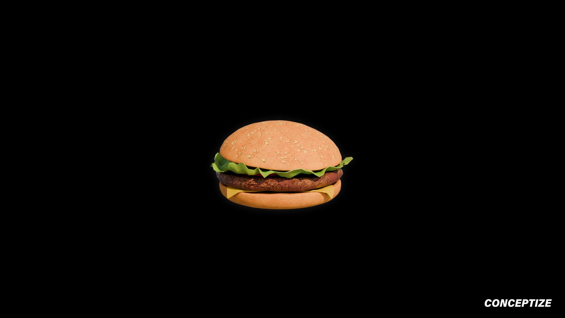 Realistic burger 3D model detailed food prop PBR textured optimized for Blender Unreal Engine advertising visualization VR environments