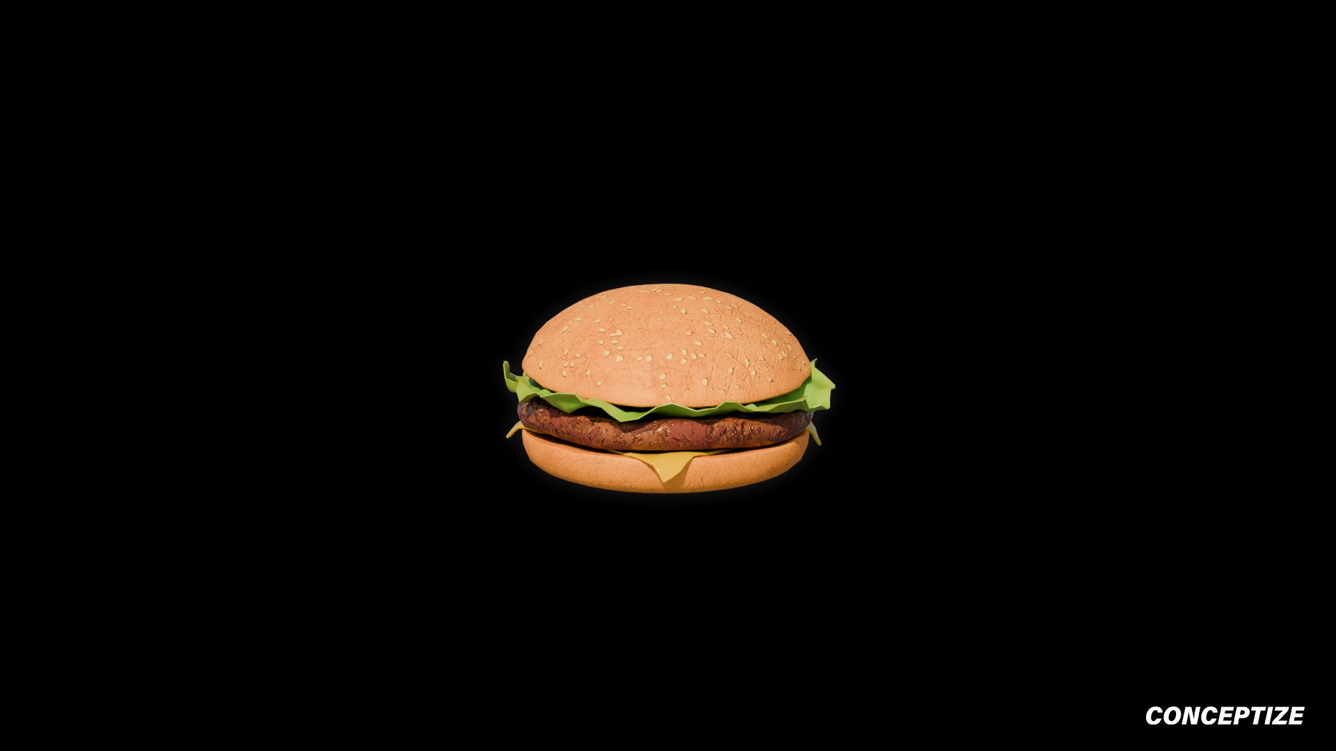 Realistic burger 3D model detailed food prop PBR textured optimized for Blender Unreal Engine advertising visualization VR environments