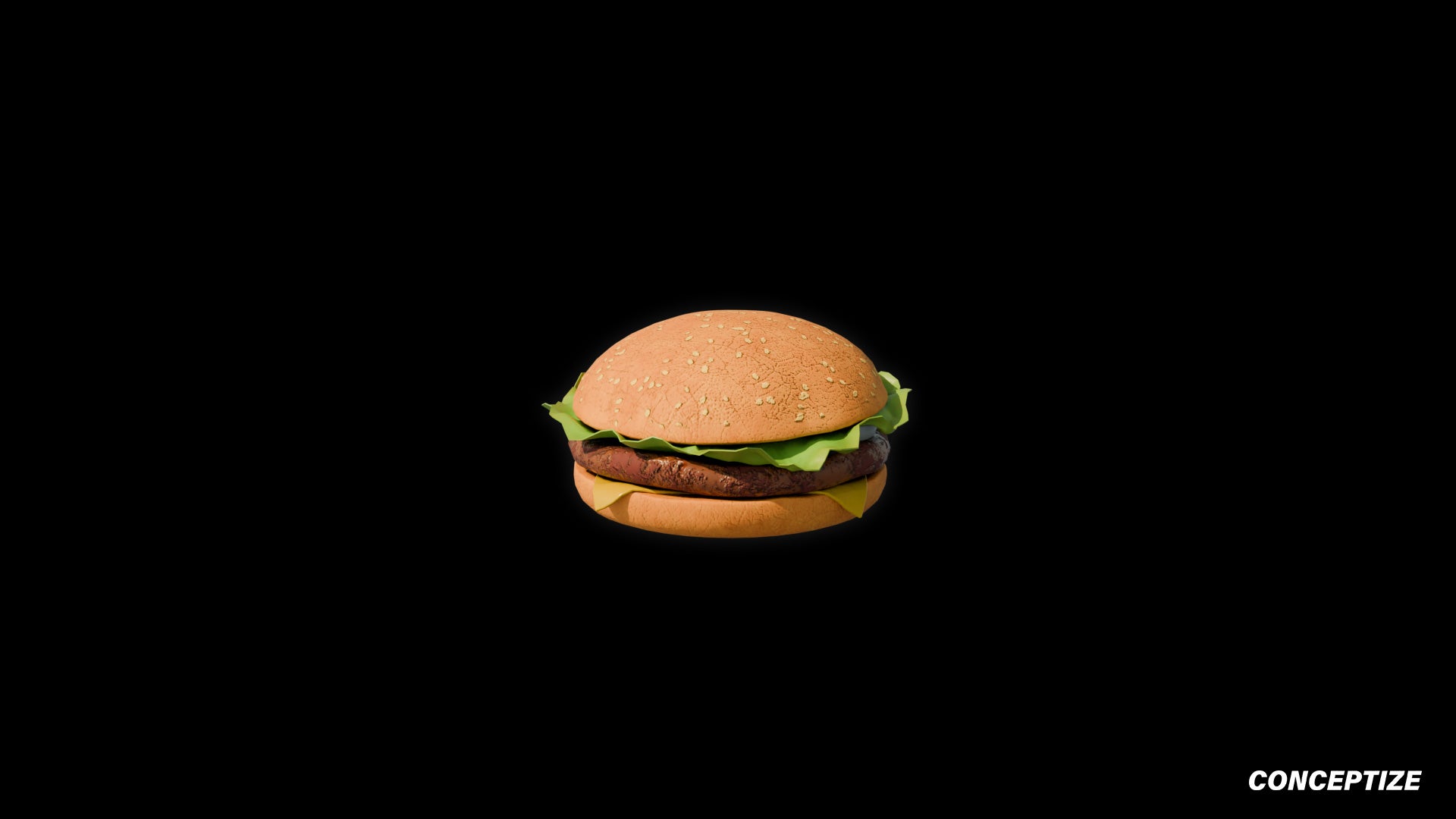 Realistic burger 3D model detailed food prop PBR textured optimized for Blender Unreal Engine advertising visualization VR environments