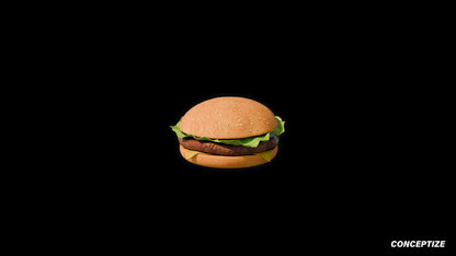 Realistic burger 3D model detailed food prop PBR textured optimized for Blender Unreal Engine advertising visualization VR environments