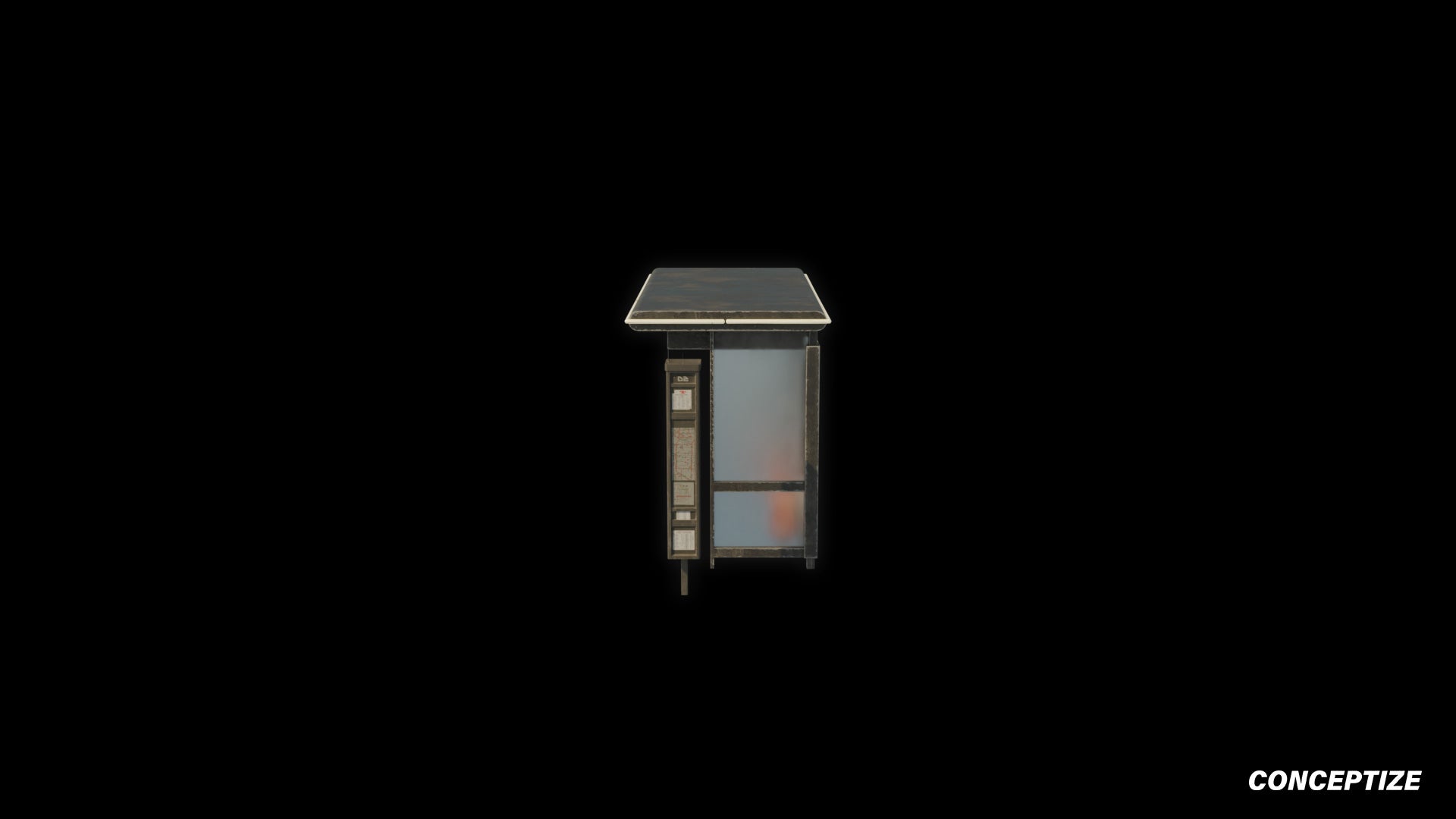Cyberpunk bus stop station 3D model futuristic street prop PBR textured optimized for Blender Unreal Engine sci fi environments
