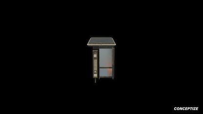 Cyberpunk bus stop station 3D model futuristic street prop PBR textured optimized for Blender Unreal Engine sci fi environments